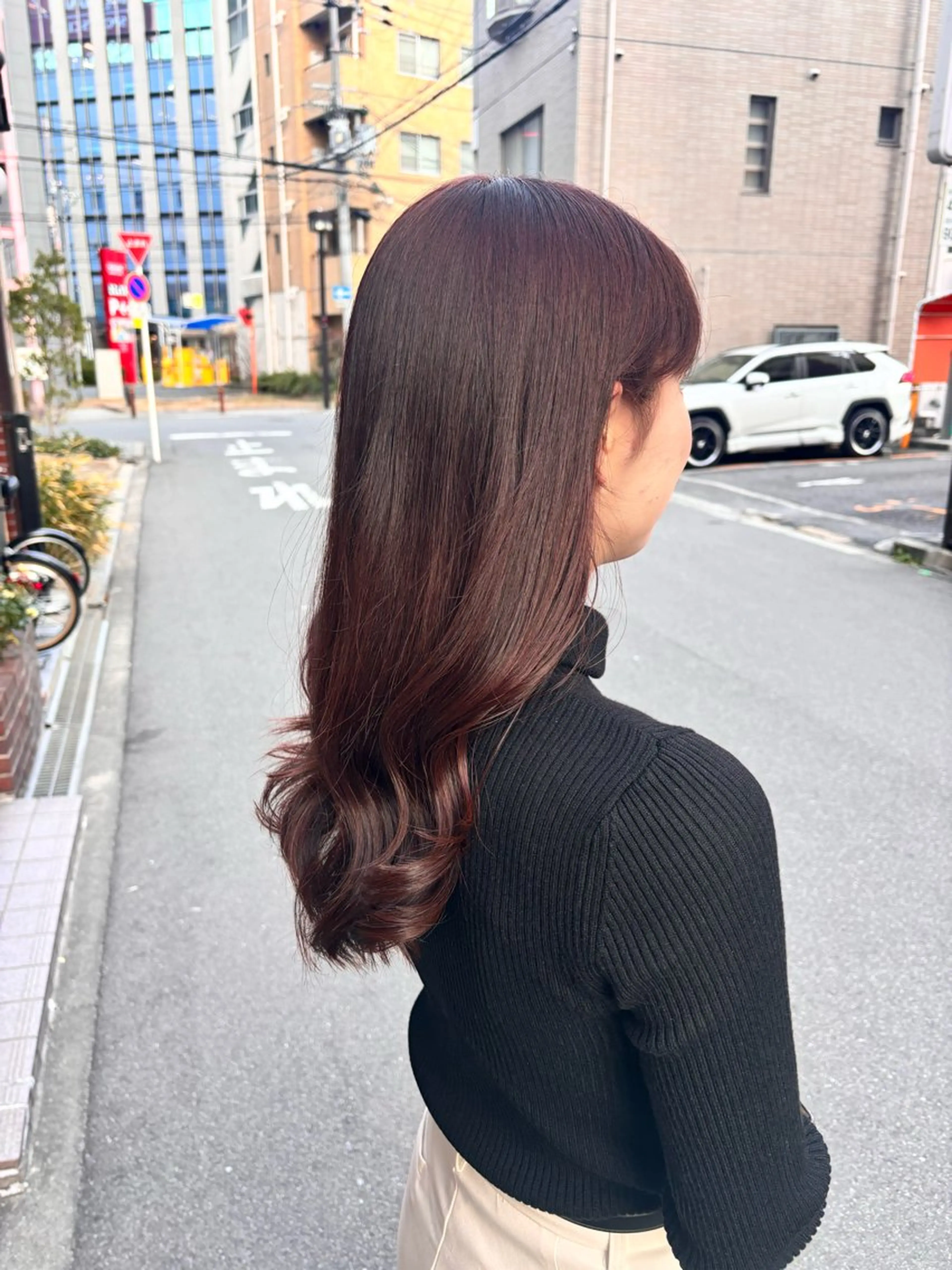 ロング カラー ピンクカラー バイオレットカラー カット ヘアカラー トリートメント newi 京橋 【yuuki】のヘアスタイル