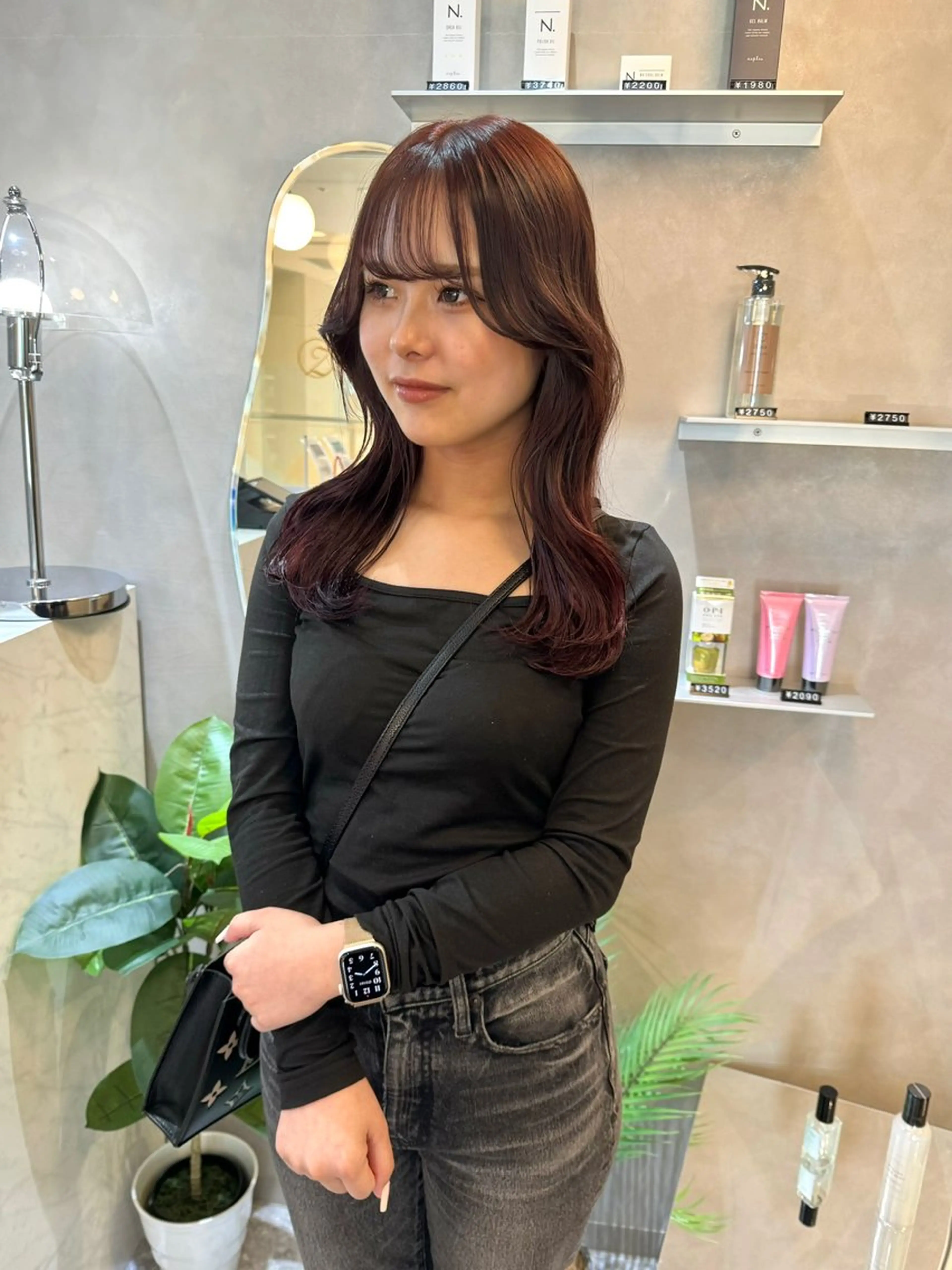 セミロング カラー ボルドーカラー くびれヘア 韓国ヘア🇰🇷/ 顔周り/松田光里のヘアスタイル