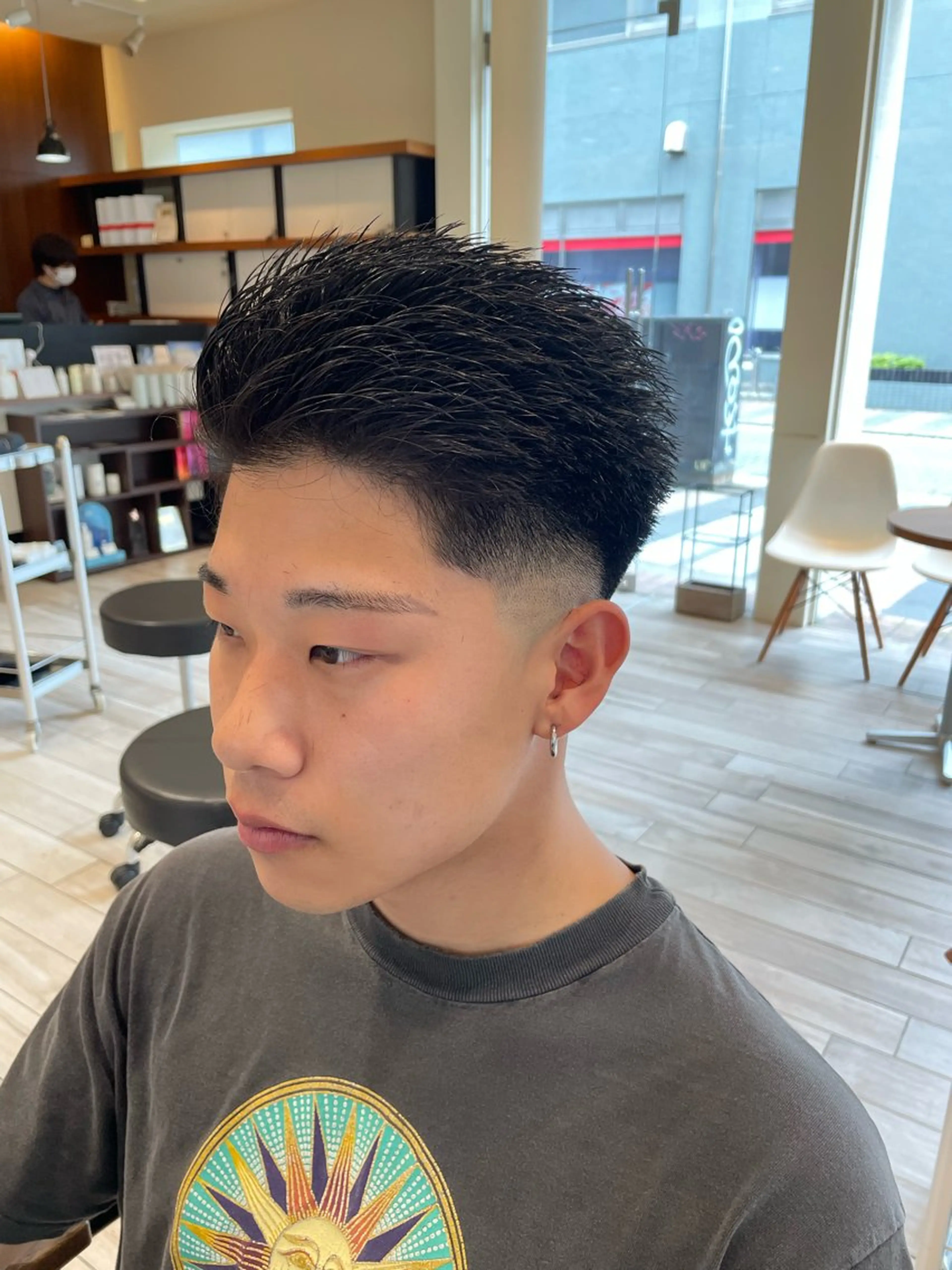 ショート メンズ オールバック フェードカット スキンフェード カット パーマ/フェード🔥 佐々木波人のヘアスタイル