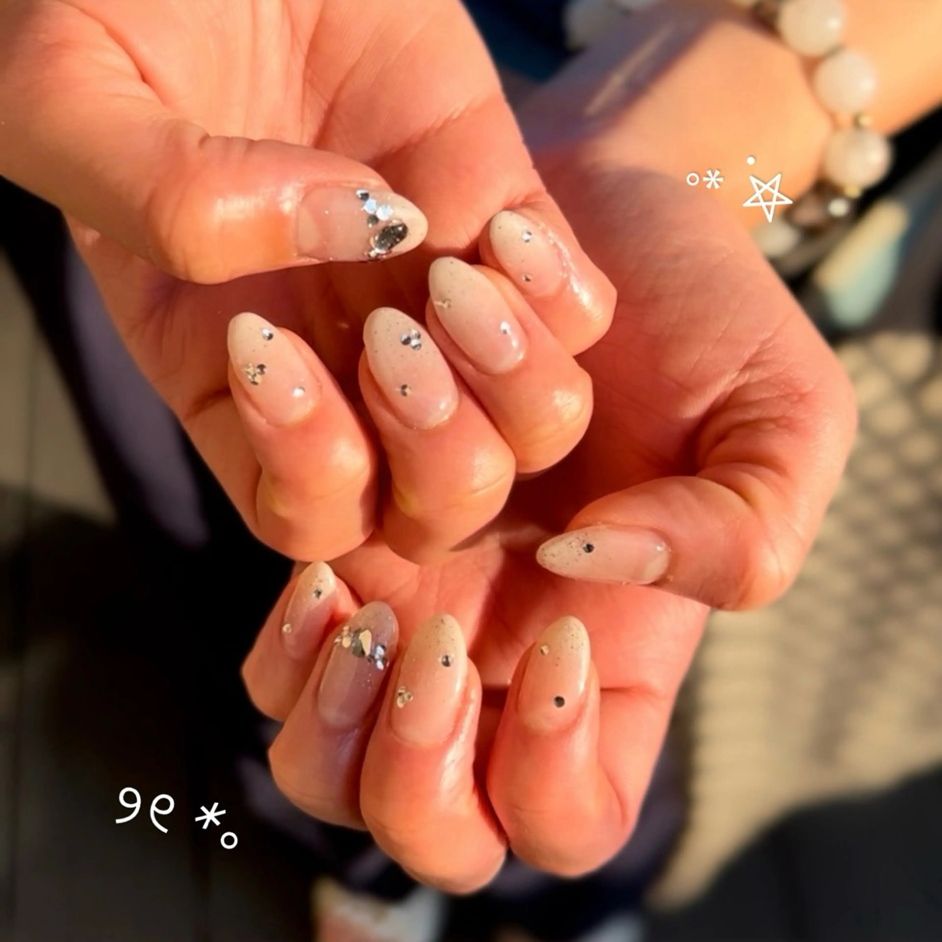 ネイル フラッシュネイル ラメ(グリッター) ストーンネイル ハンドネイル wakana♡ 自由が丘/パラジェルのネイルデザイン