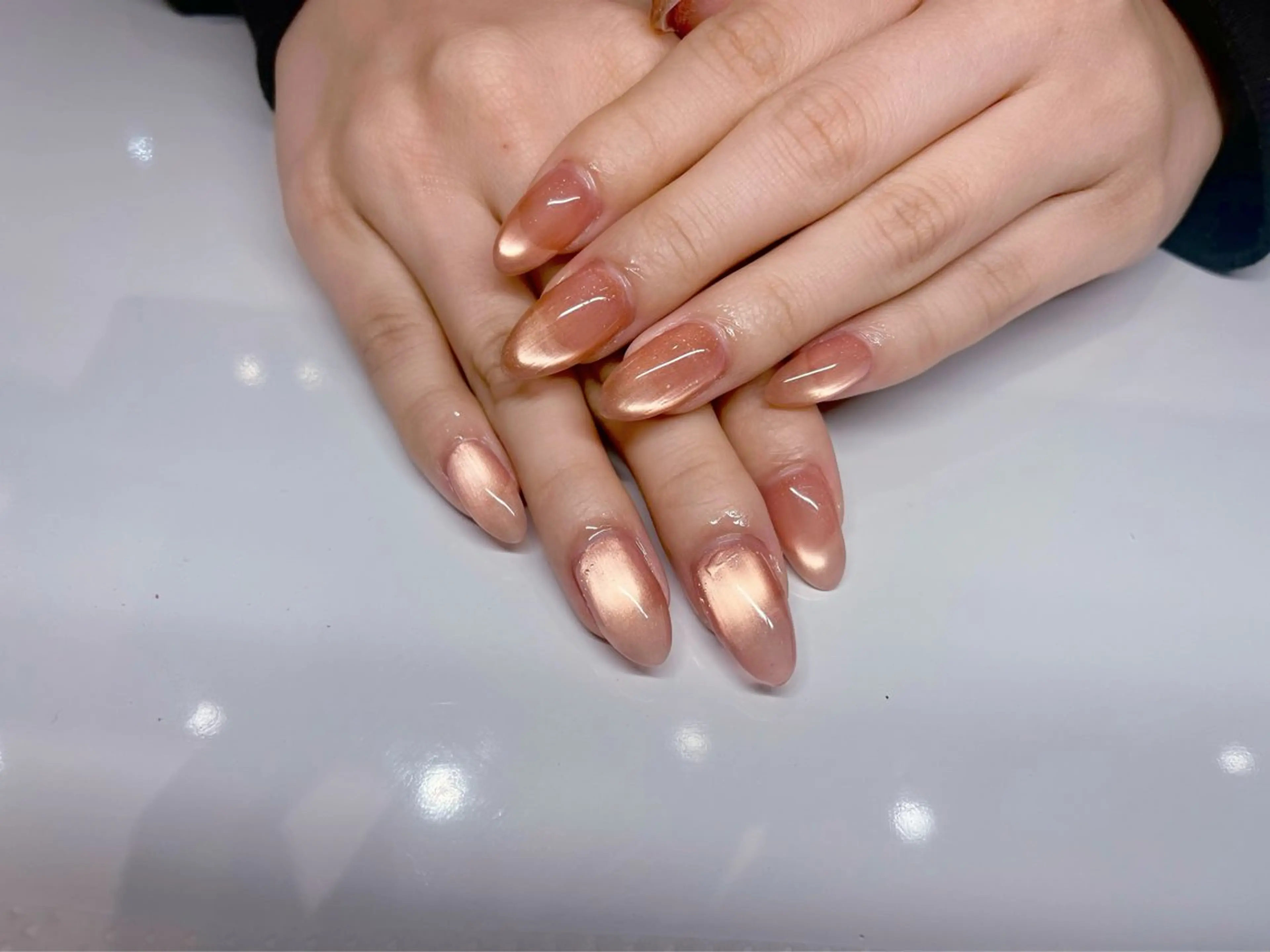 ネイル フレンチネイル ガラスフレンチ ロングネイル マグネットネイル ニュアンスネイル ハンドネイル XIMINANAIL SALON堀江店のネイルデザイン