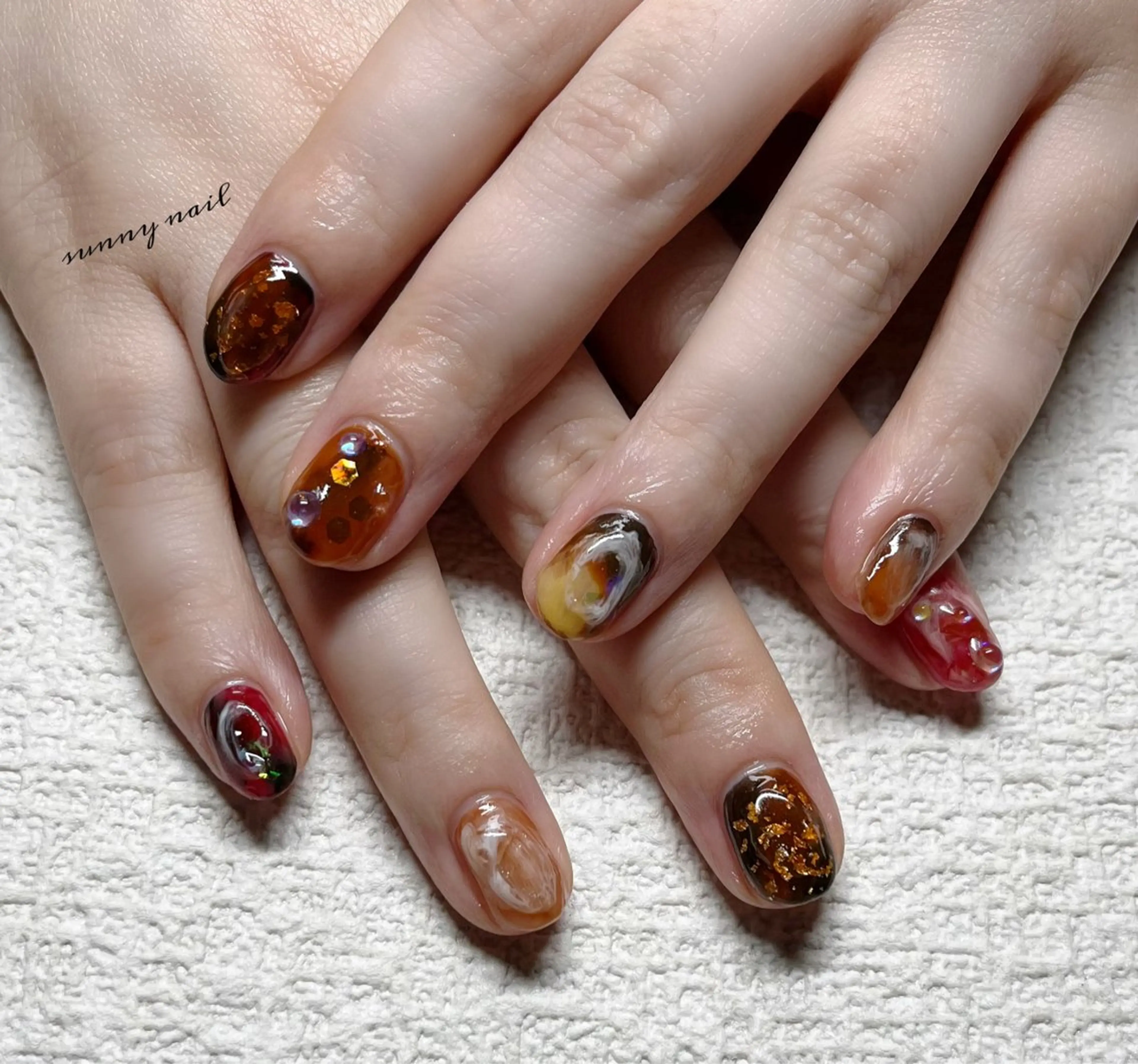 ネイル べっ甲ネイル カジュアル sunny nailのネイルデザイン