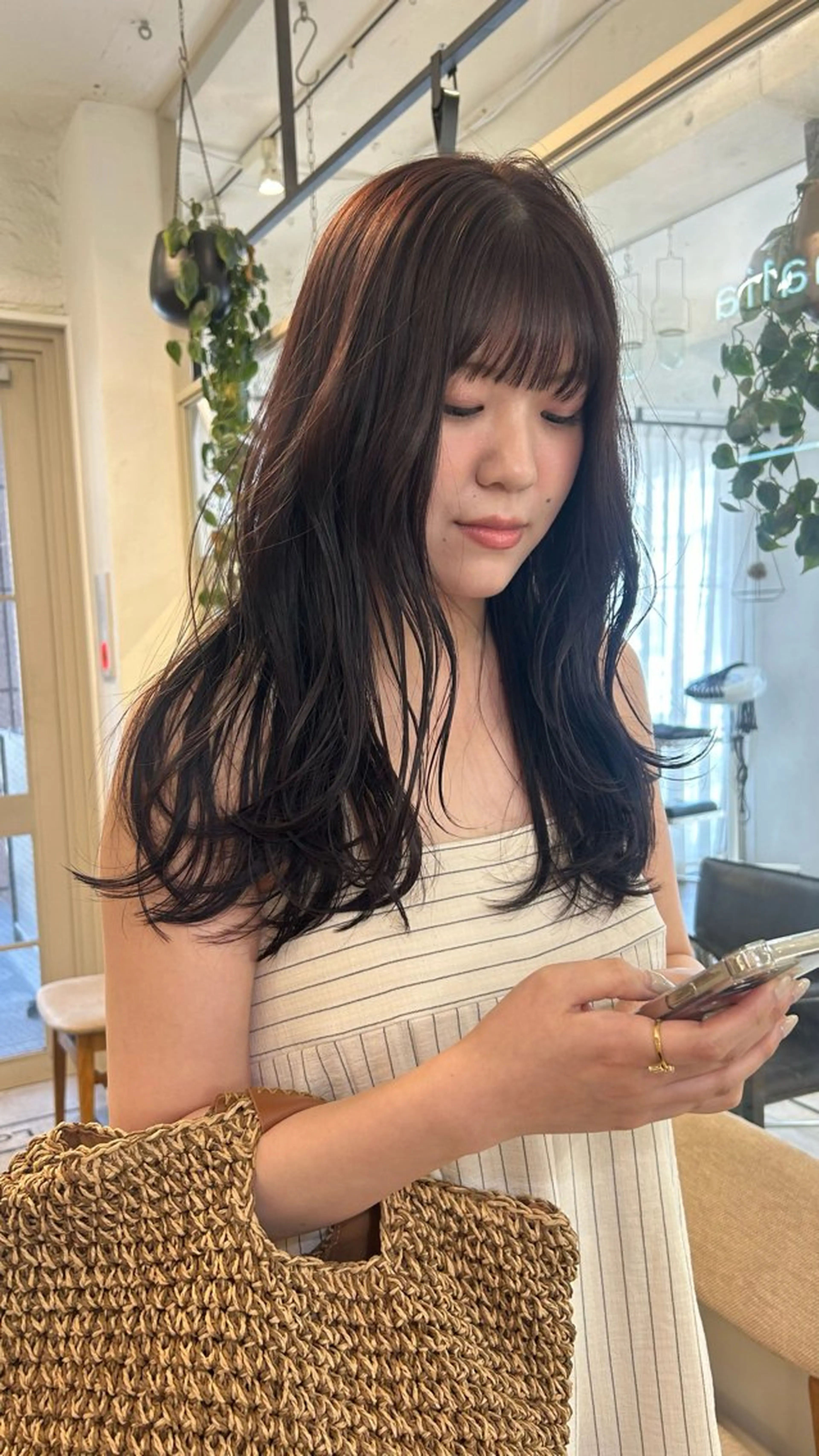 セミロング カラー カット ヘアカラー トリートメント じゅわっと暖色カラー 🍊Moemiのヘアスタイル