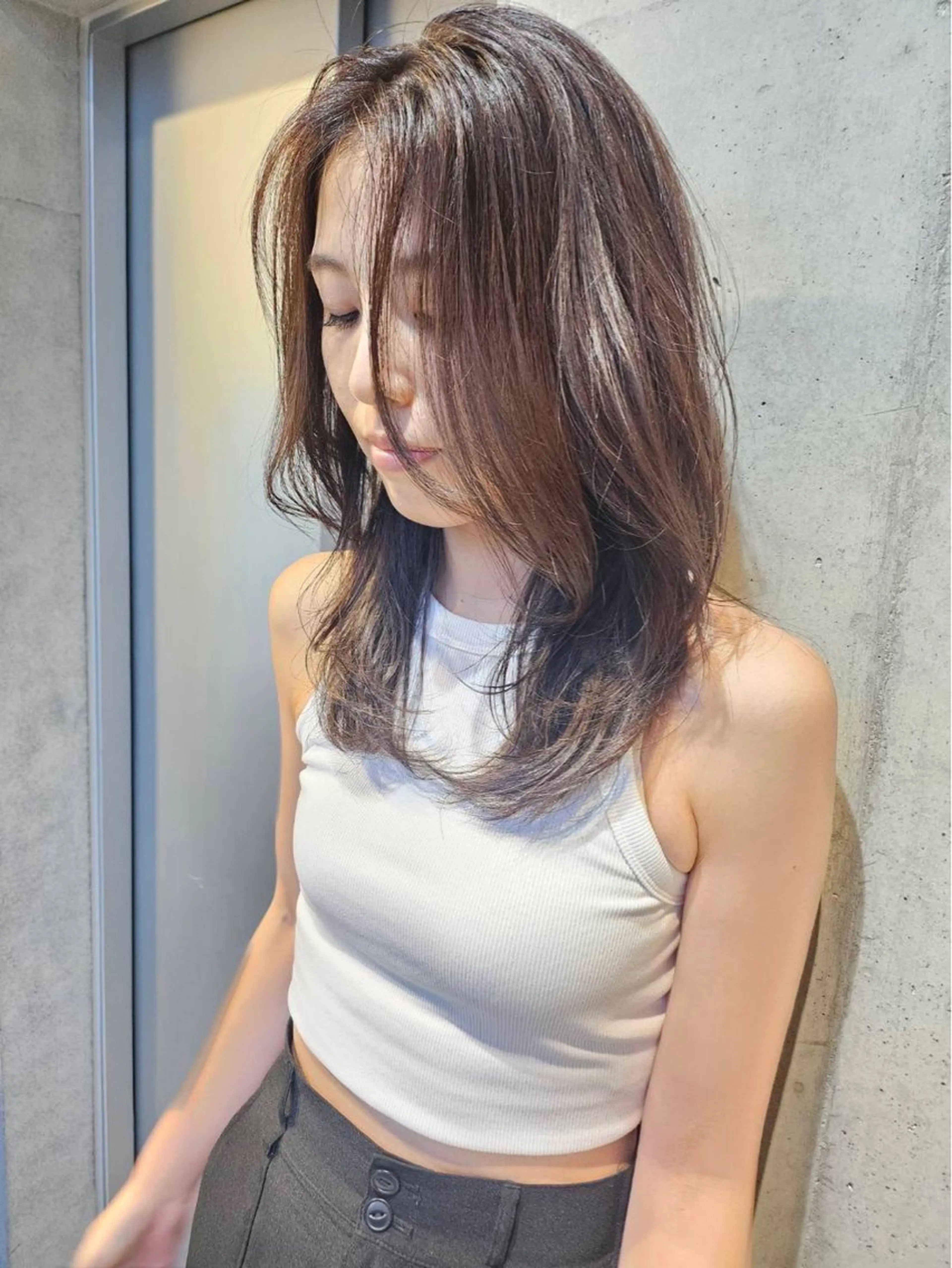 セミロング カラー パーマ グレージュ レイヤーカット カット ヘアカラー トリートメント 艶髪ナチュラル/ レイヤー🍀RYOのヘアスタイル