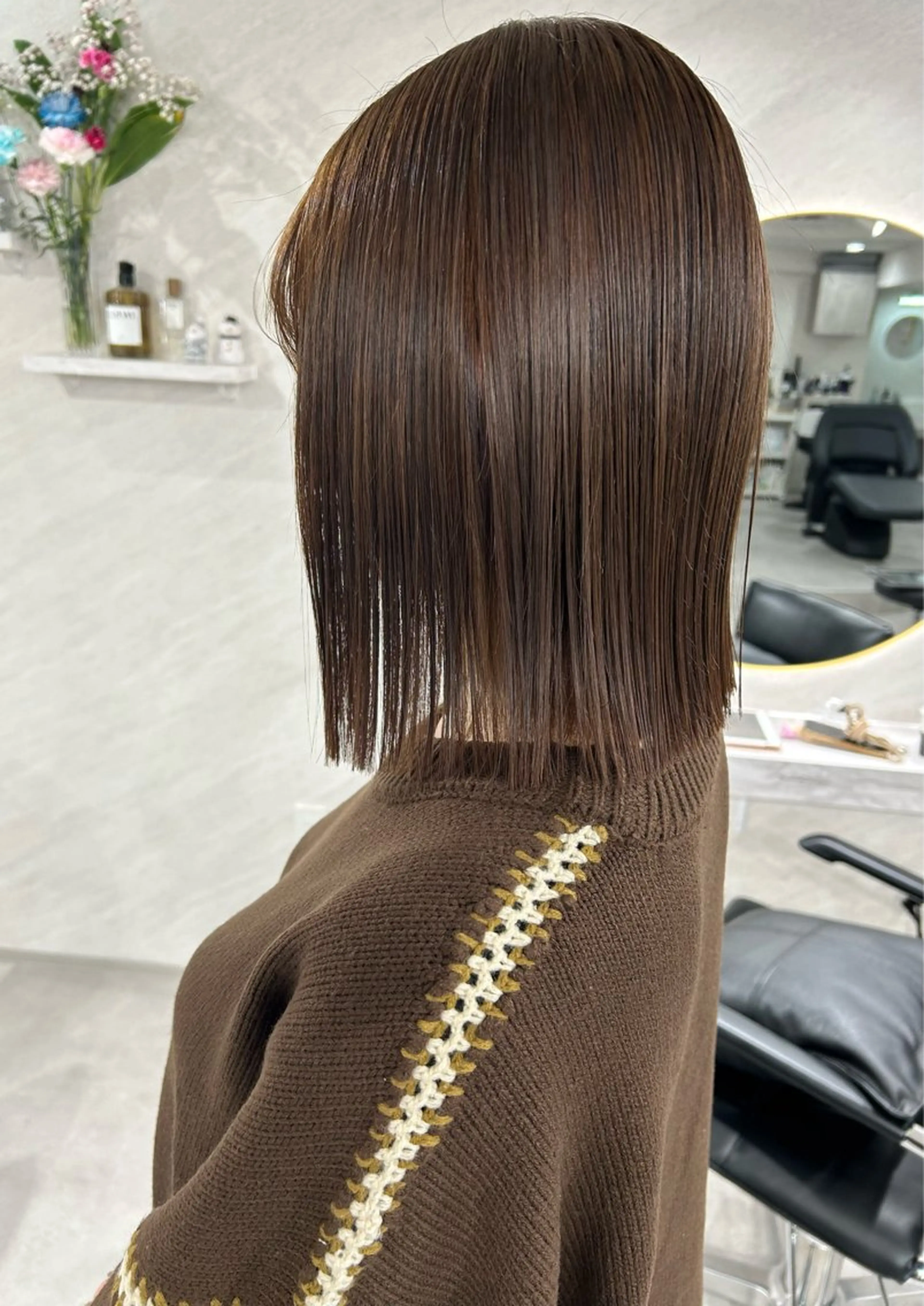 ミディアム カラー カット ヘアカラー トリートメント 髪質改善will hairdesignのヘアスタイル