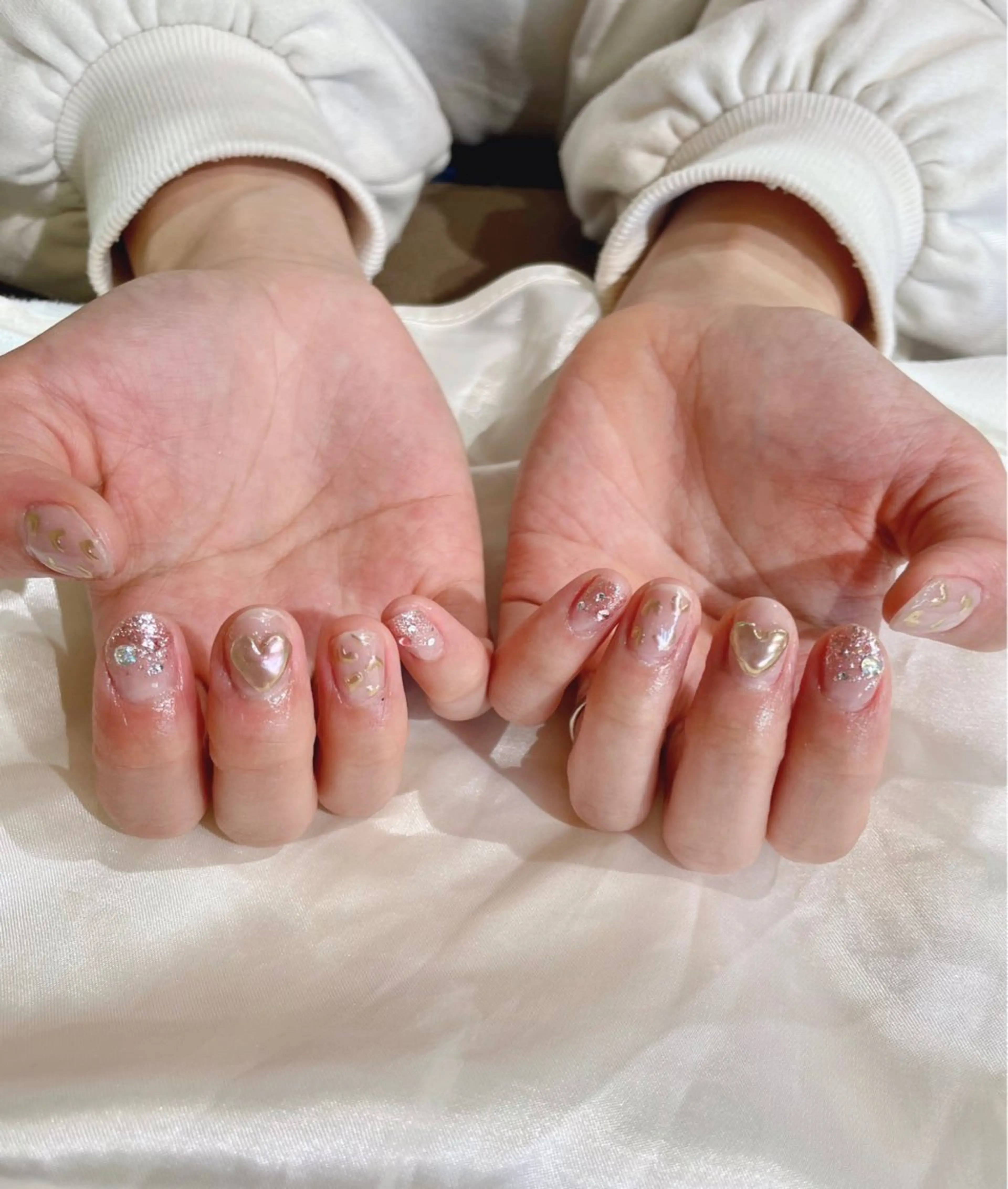 ネイル ハート ミラーネイル jujur HARUKA🌸のネイルデザイン