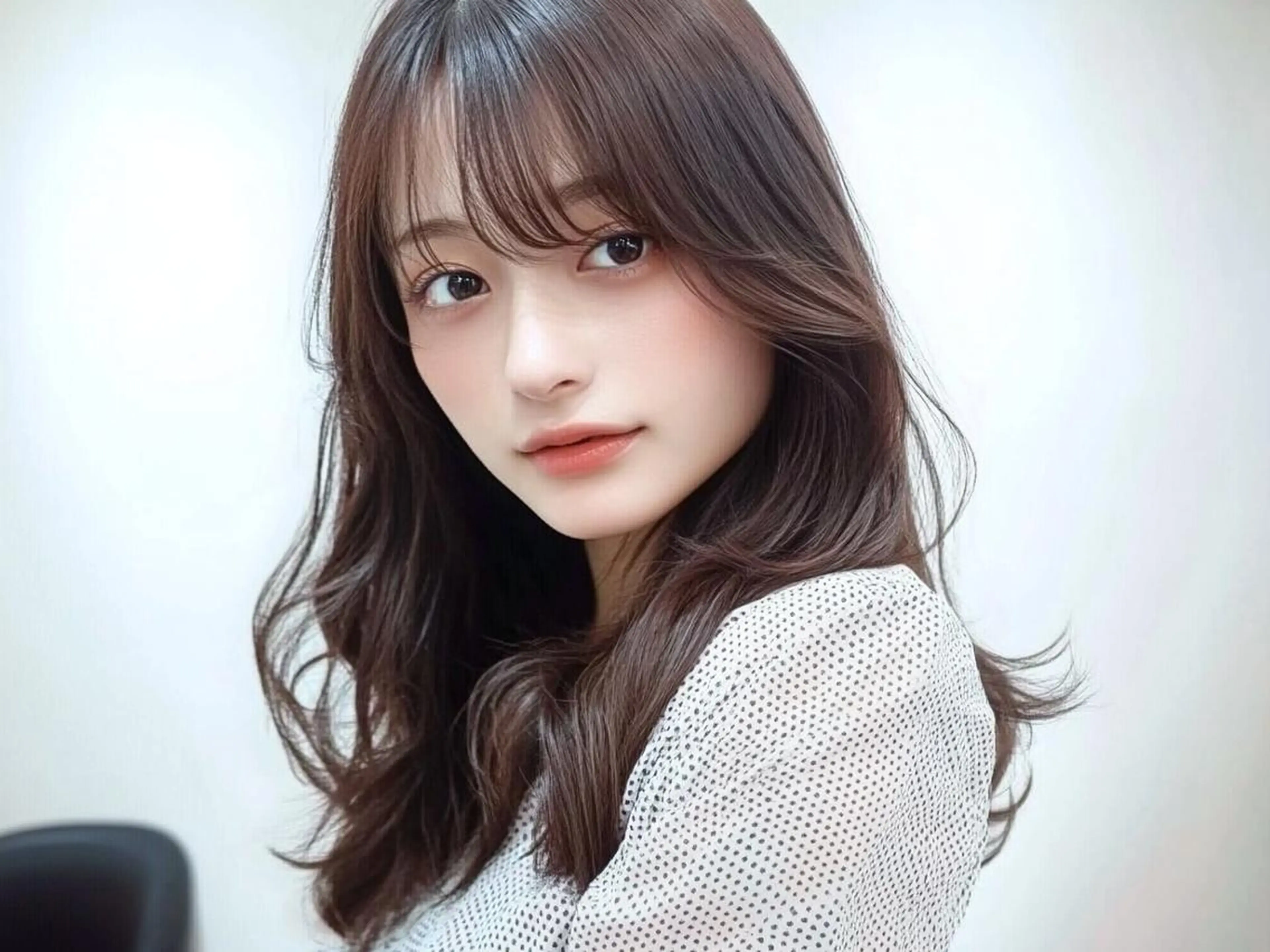 セミロング カラー 韓国ヘア/ブリーチ無 しWカラー/オリーブのヘアスタイル