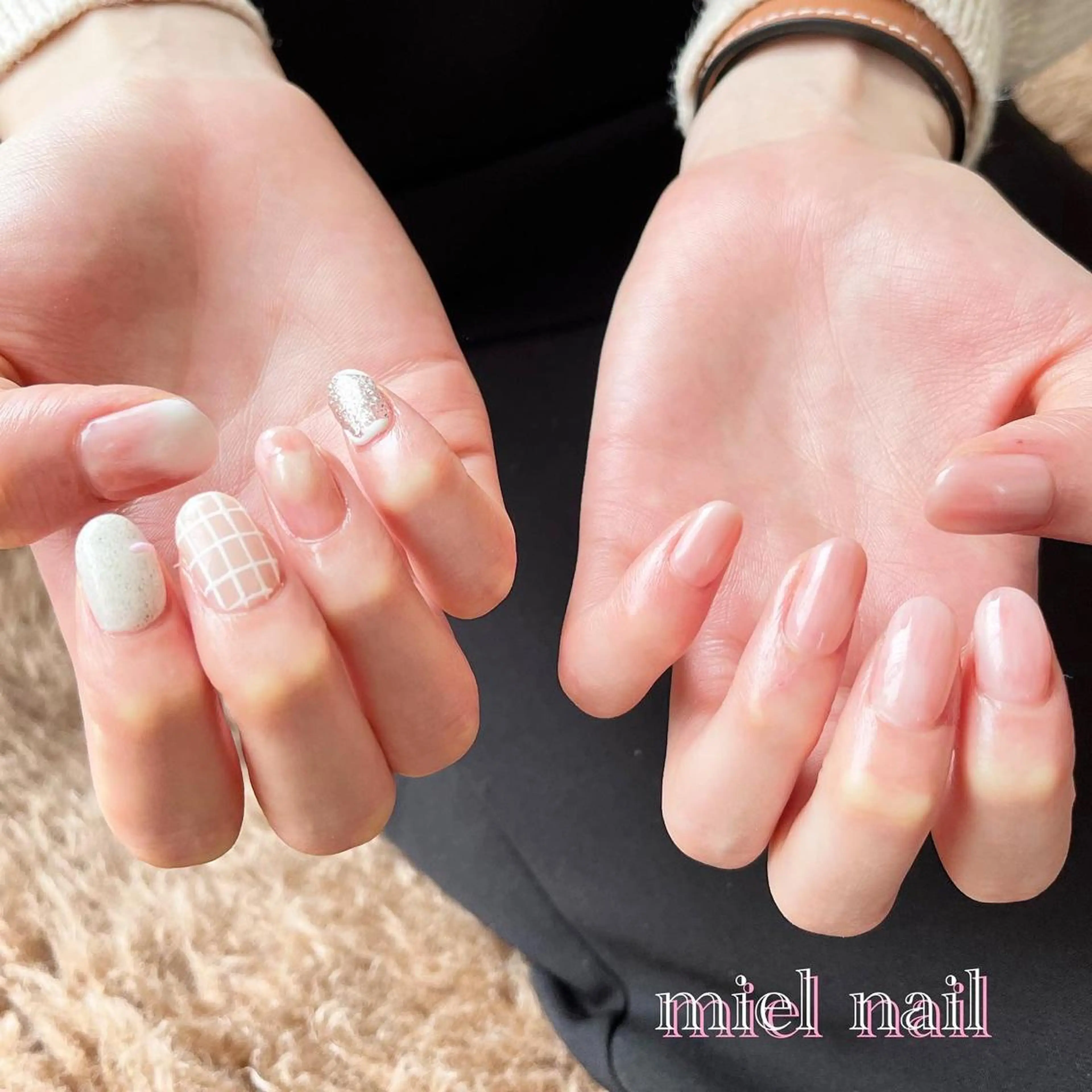 ネイル 大理石ネイル(マーブル) 持ち込み ピンク 春ネイル ハンドネイル miel nailのネイルデザイン