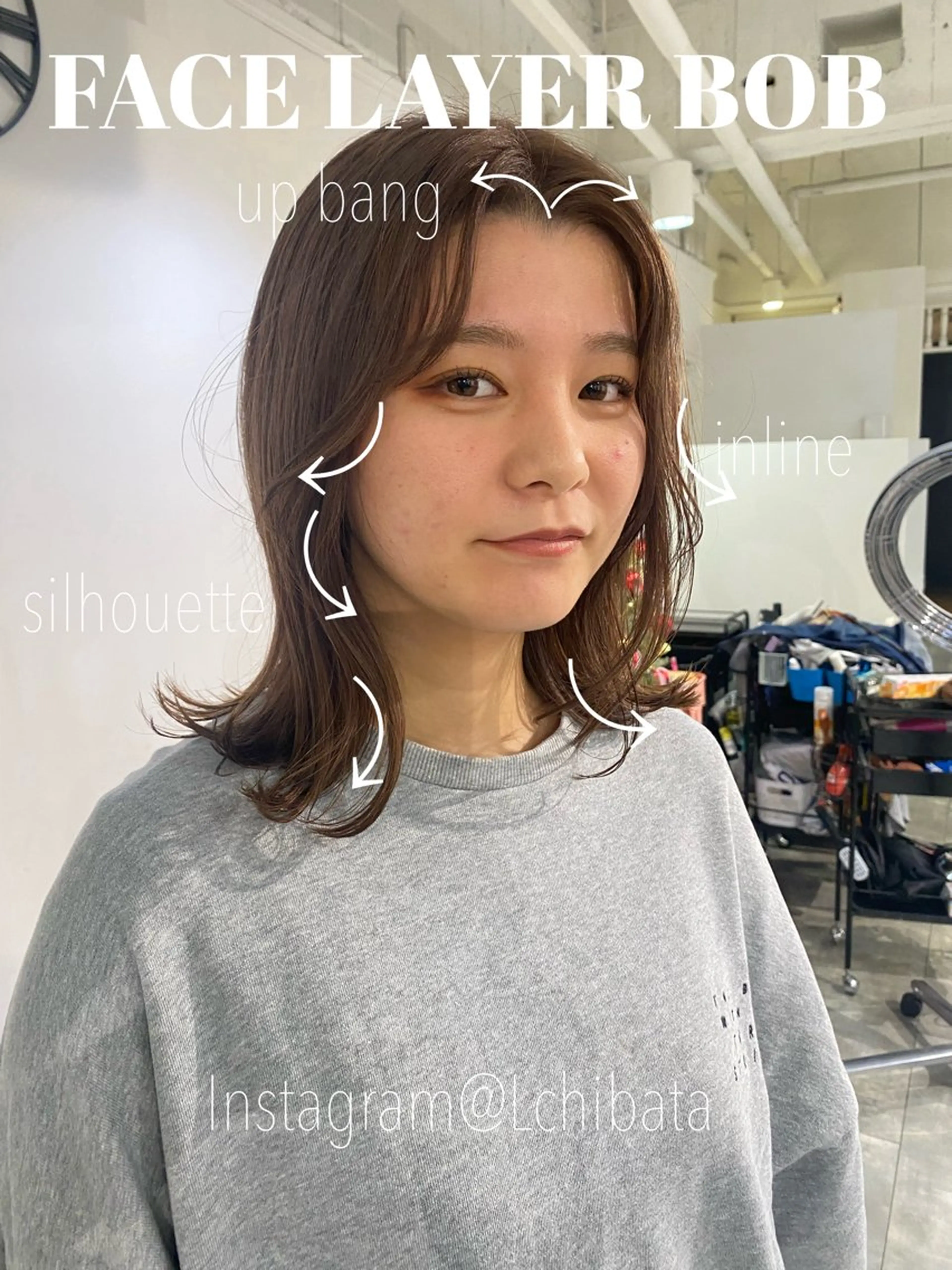 ミディアム カット ヘアカラー ちばた/レイヤー 似合わせ/大阪中津のヘアスタイル