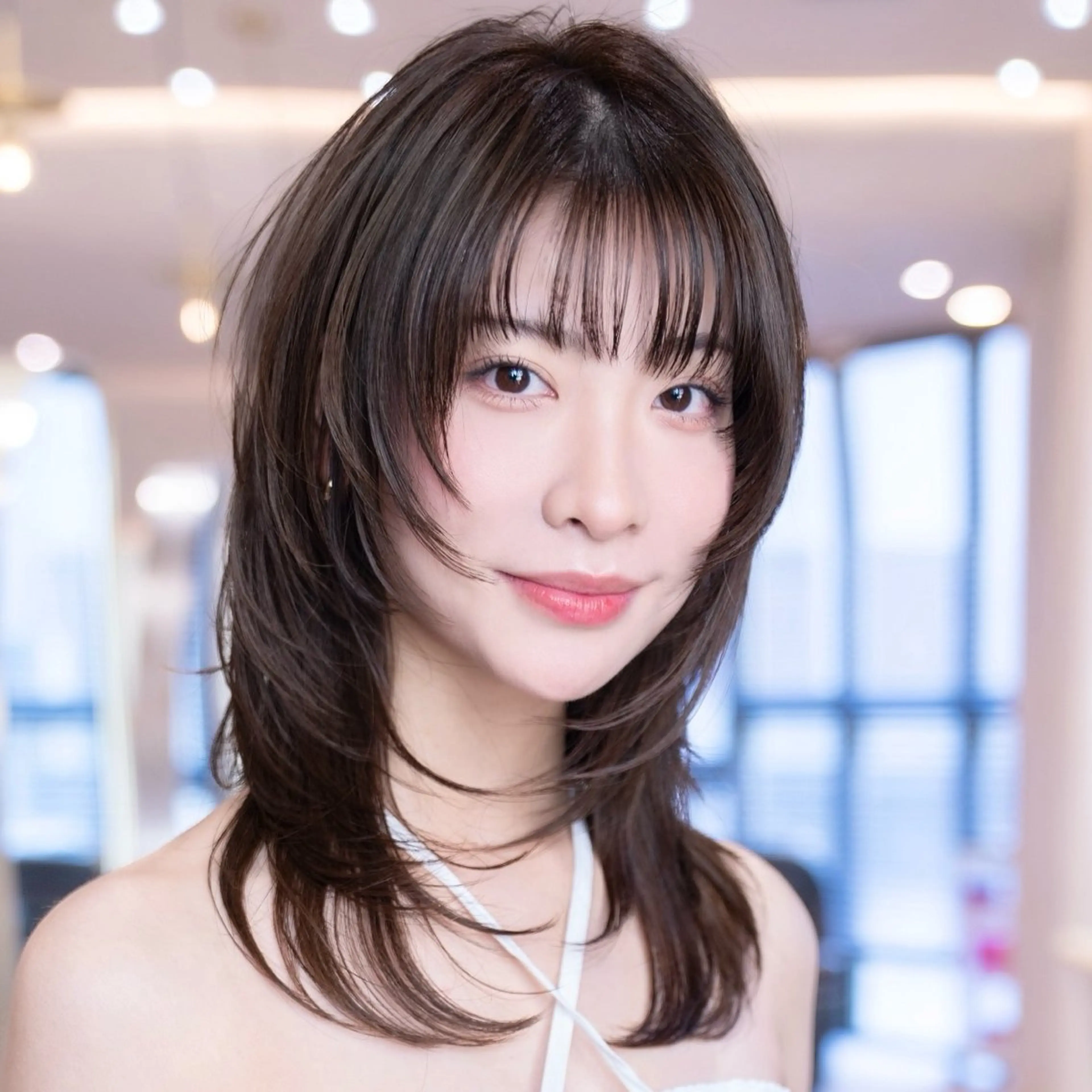 ミディアム カラー カット 渋谷/韓国レイヤー ハッシュカット/堅亘のヘアスタイル