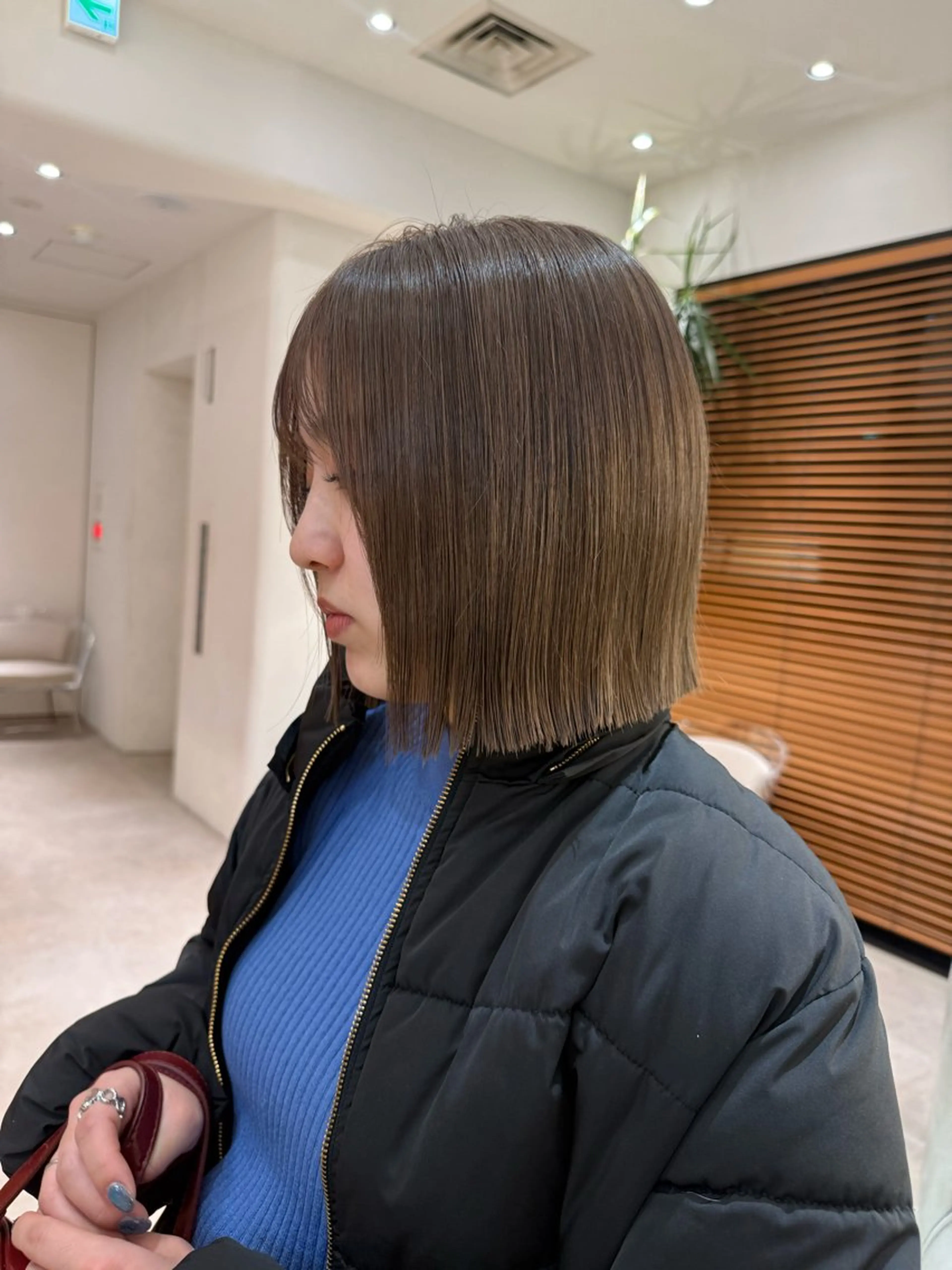 ミディアム カラー 切りっぱなしボブ ショートボブ ボブレイヤー 透明感カラー ボブ カット ヘアカラー トリートメント 渋谷ボブ/レイヤー ボブ田中航平のヘアスタイル