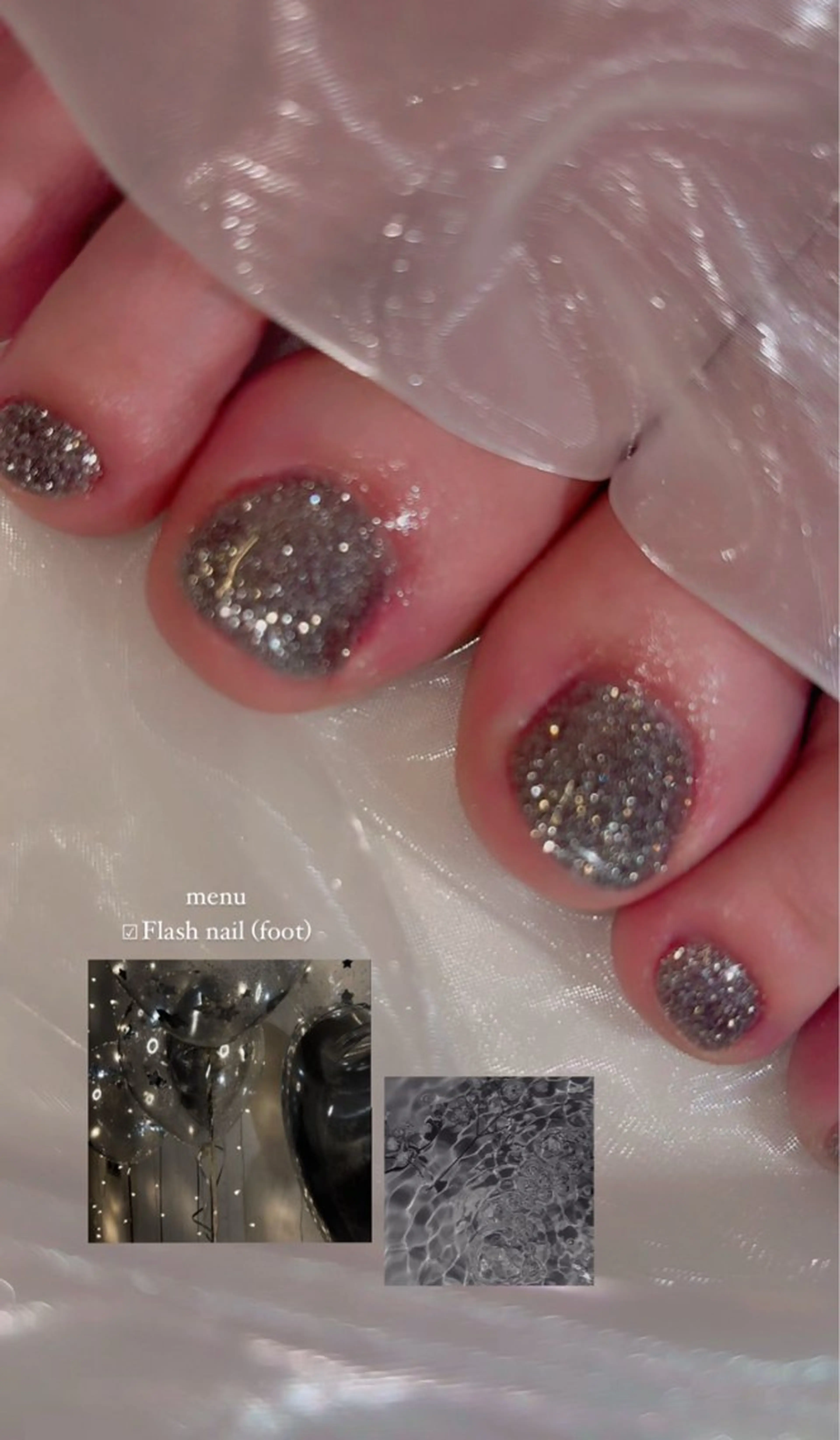 ネイル 長さ出し フラッシュネイル フットネイル ジェルネイル マグネットネイル chipie_ momiのネイルデザイン