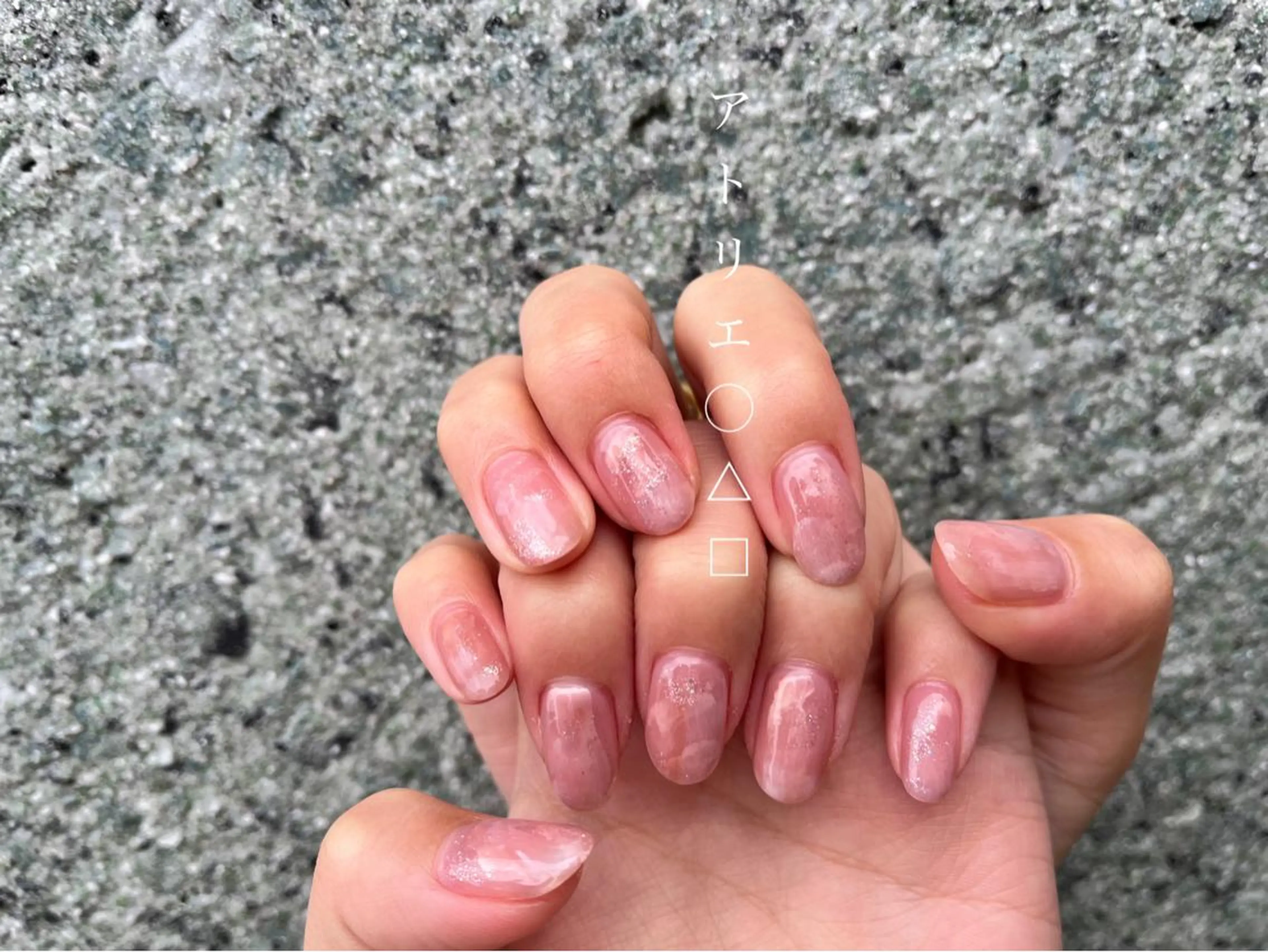 ネイル オフィスネイル 春ネイル ハンドネイル アトリエ ○△□のネイルデザイン