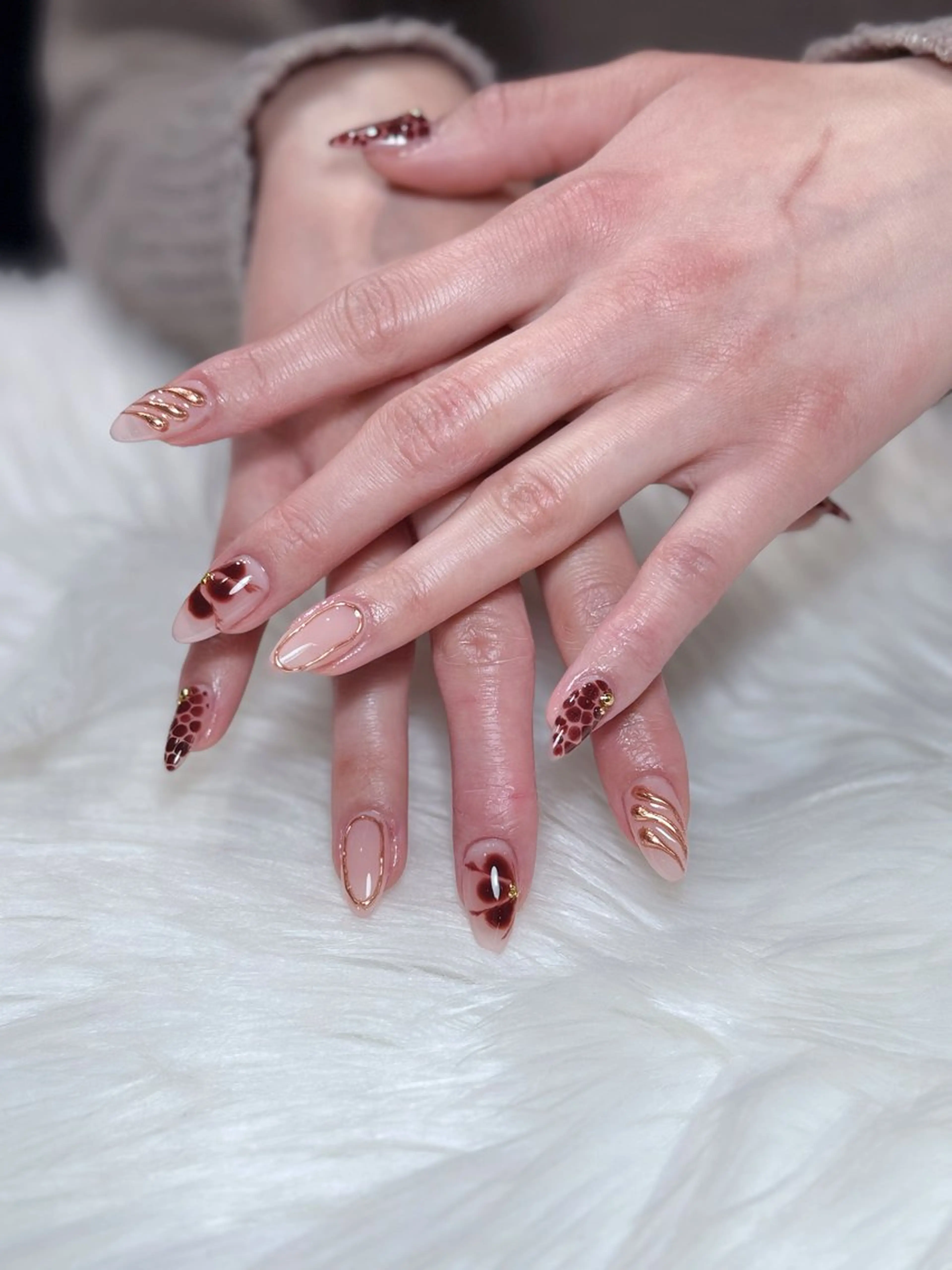 ネイル アートネイル オーロラネイル ジェルネイル 韓国ネイル ロングネイル ハンドネイル Nichi Nailsのネイルデザイン