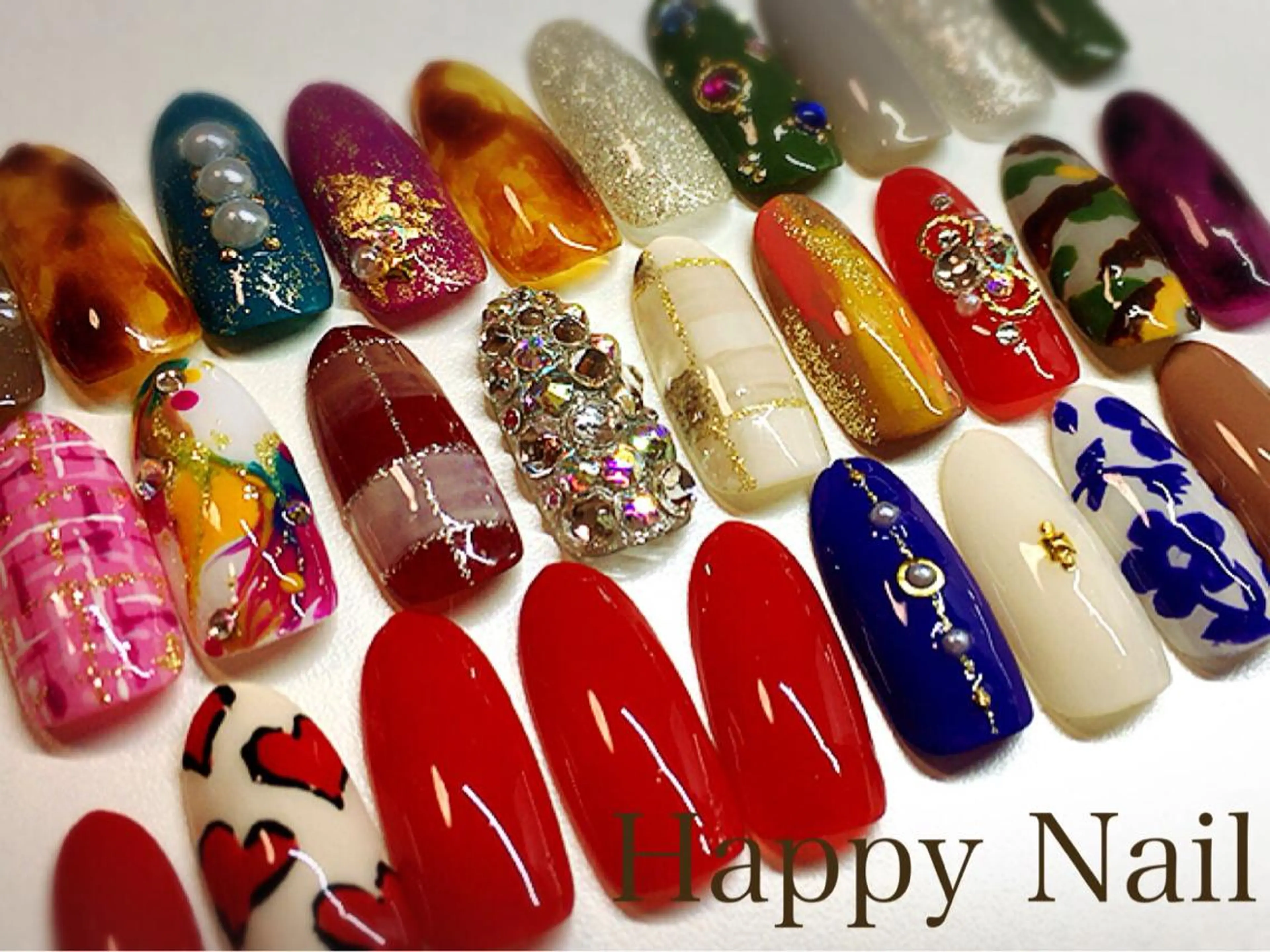 ショート ミディアム セミロング ロング ネイル Happy Nailのネイルデザイン