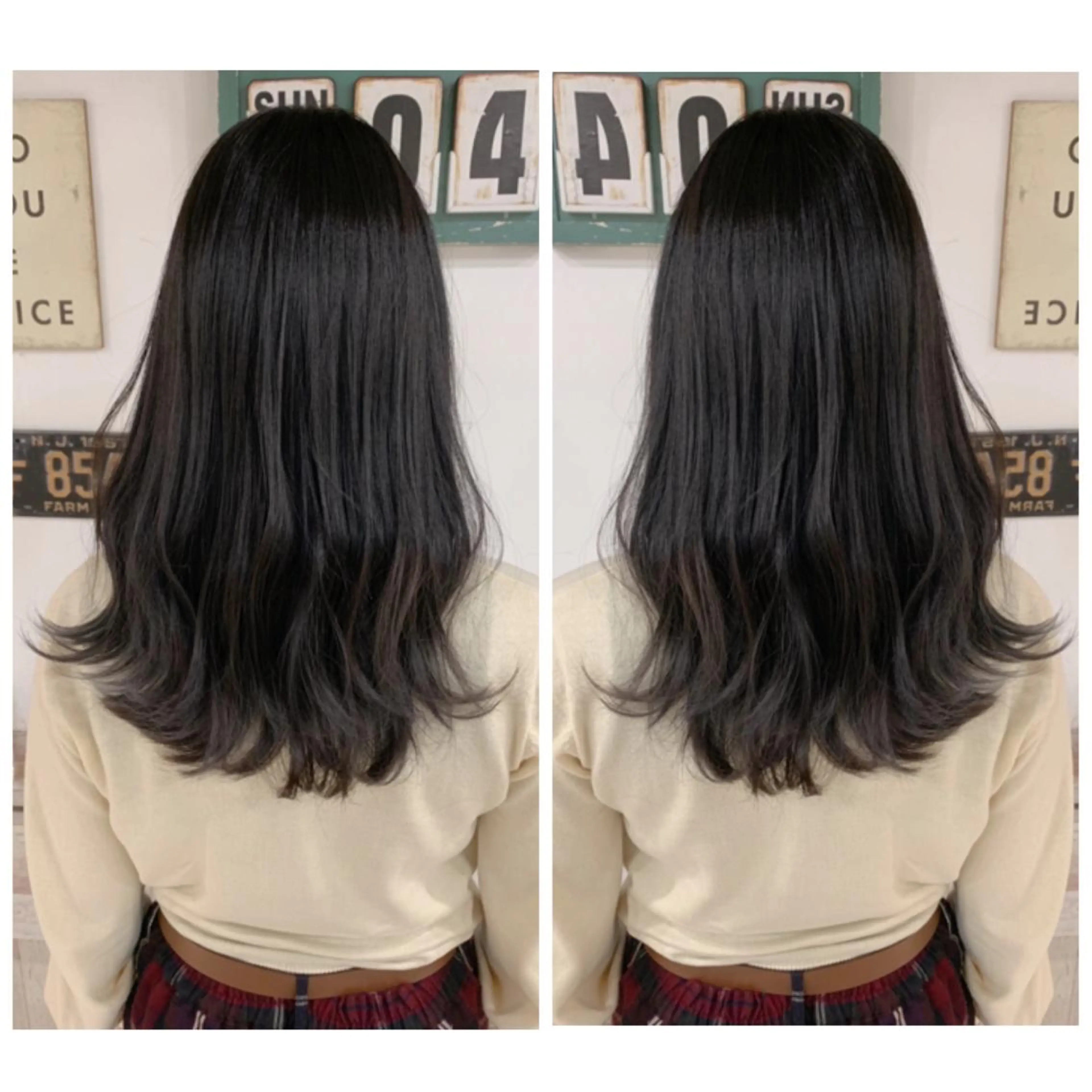 セミロング カラー カット ヘアカラー 京都大人女性ショート 徒歩1分/秋山のヘアスタイル