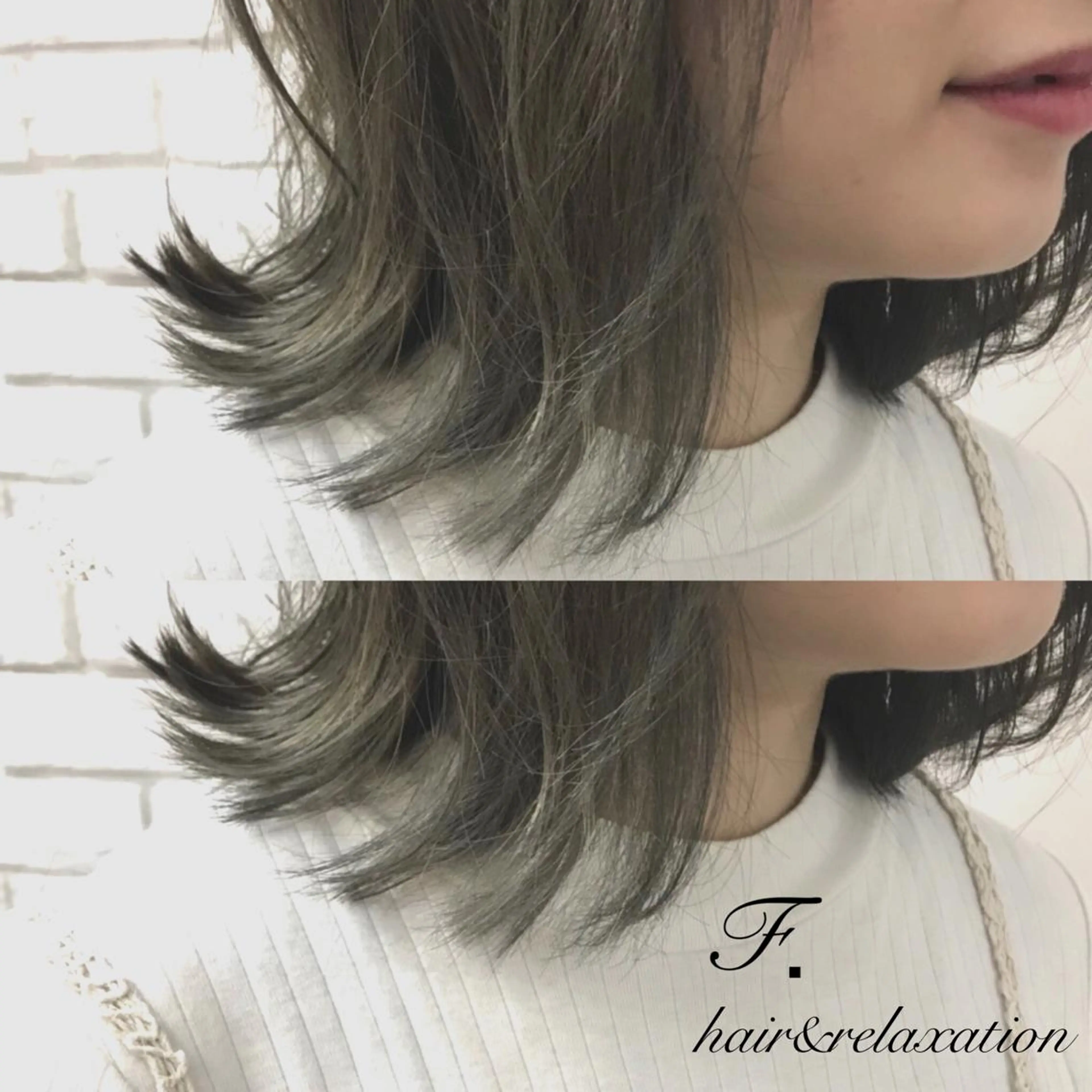 ミディアム カラー カット ヘアカラー トリートメント F． 梅田/ボブ/パーマのヘアスタイル