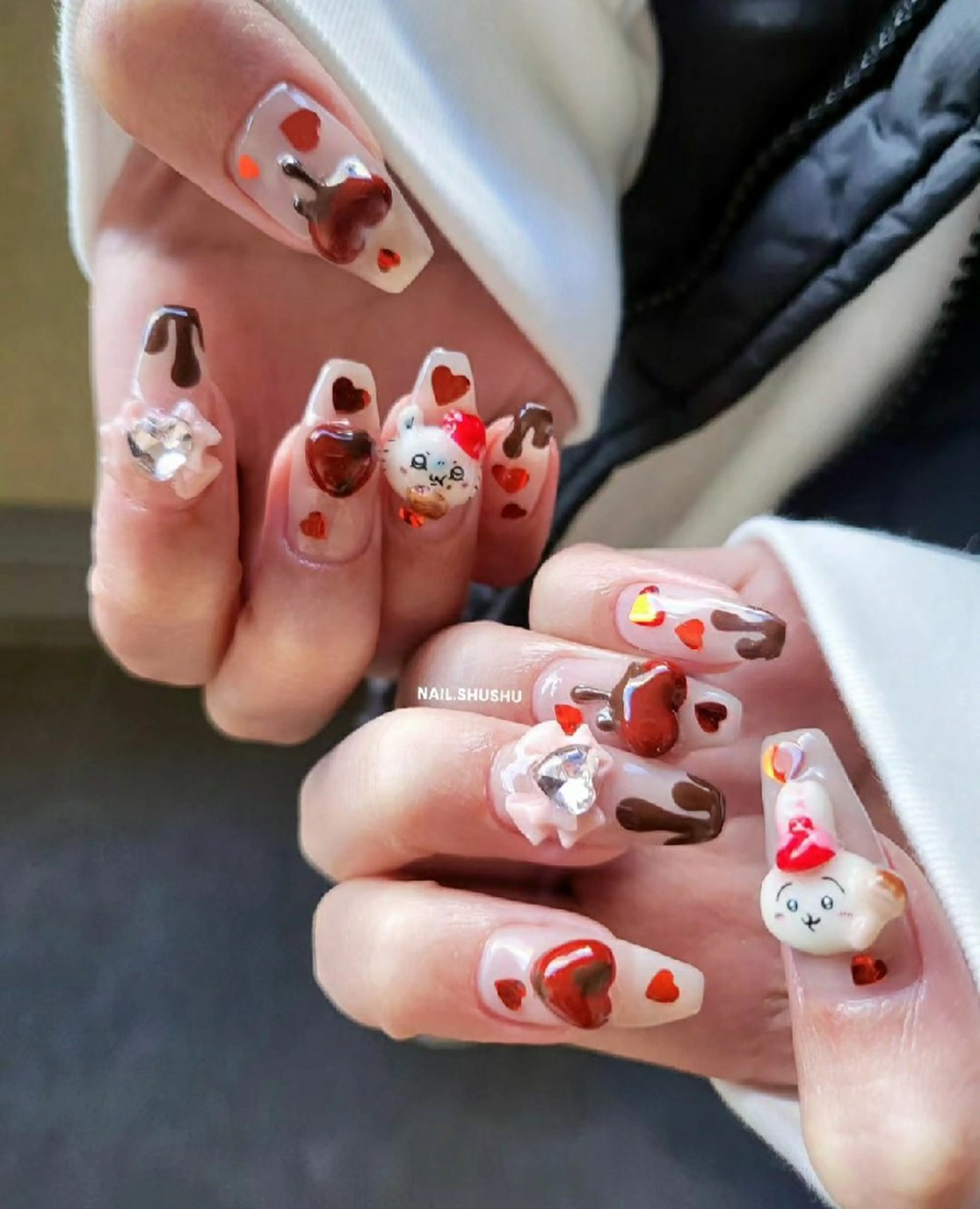 ネイル 持ち込み ニュアンスネイル ワンカラーネイル シンプルネイル 春ネイル ハンドネイル 3dパーツ/流行り 👧shushu❤️のネイルデザイン