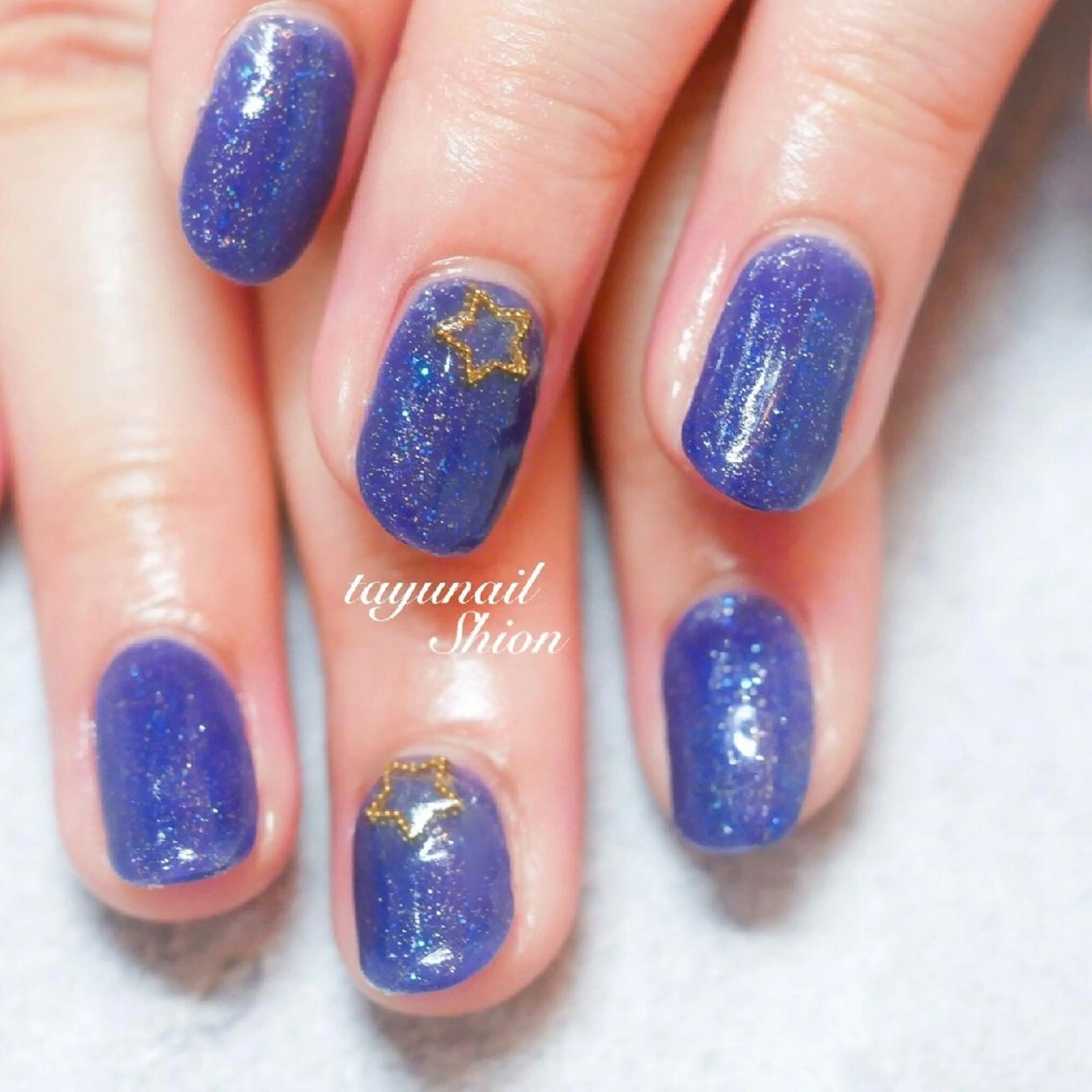 ネイル ブルー ジェルネイル キラキラネイル ラメ(グリッター) パラジェル ネイルサロン・ネイルスクール たゆnail所属・ネイルサロン 【たゆnail】のネイルデザイン