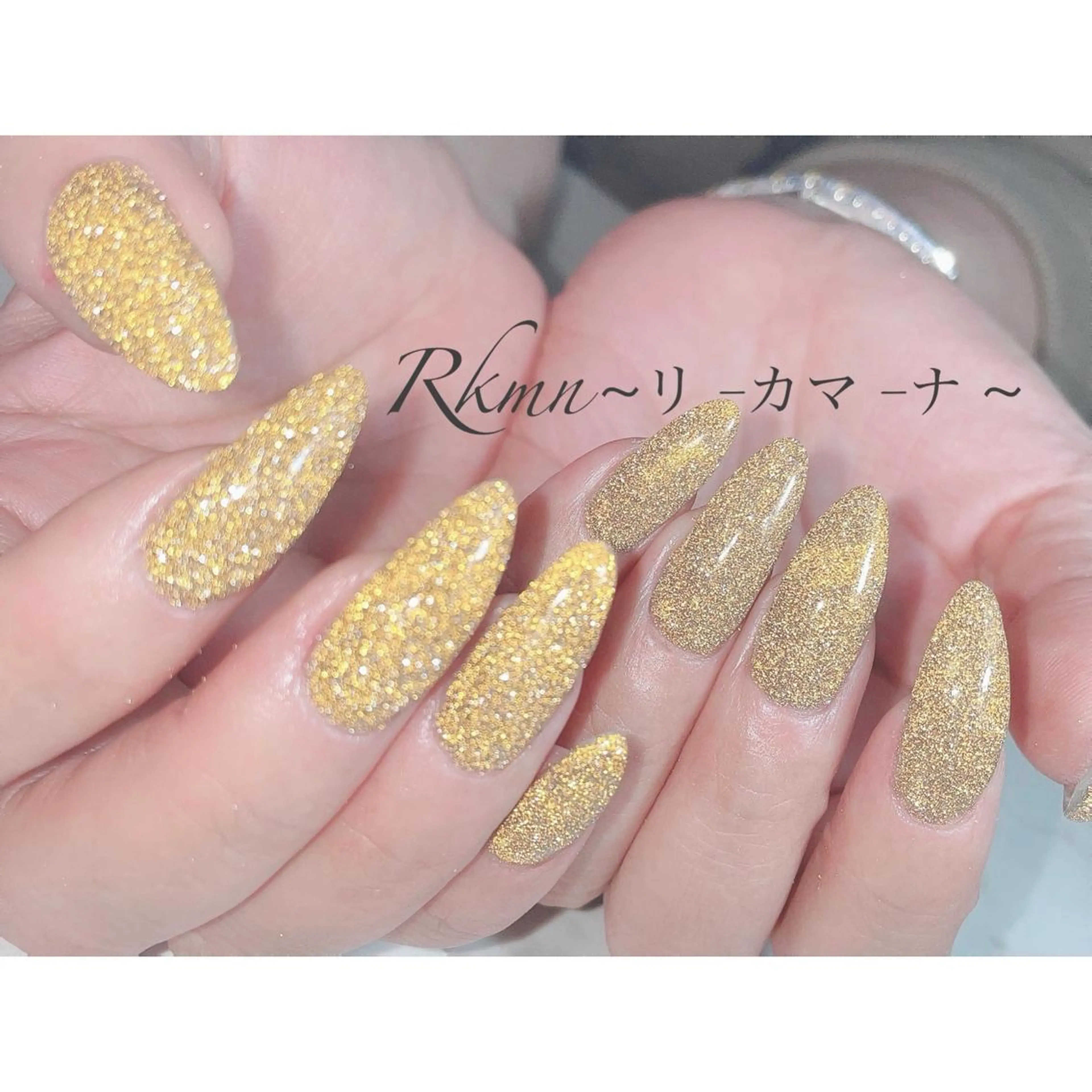 ネイル アートネイル フラッシュネイル フレンチネイル ジェルネイル ゴールド ハンドネイル フットネイル ハンドケア Rkmn ~リ-カマ-ナ~のネイルデザイン