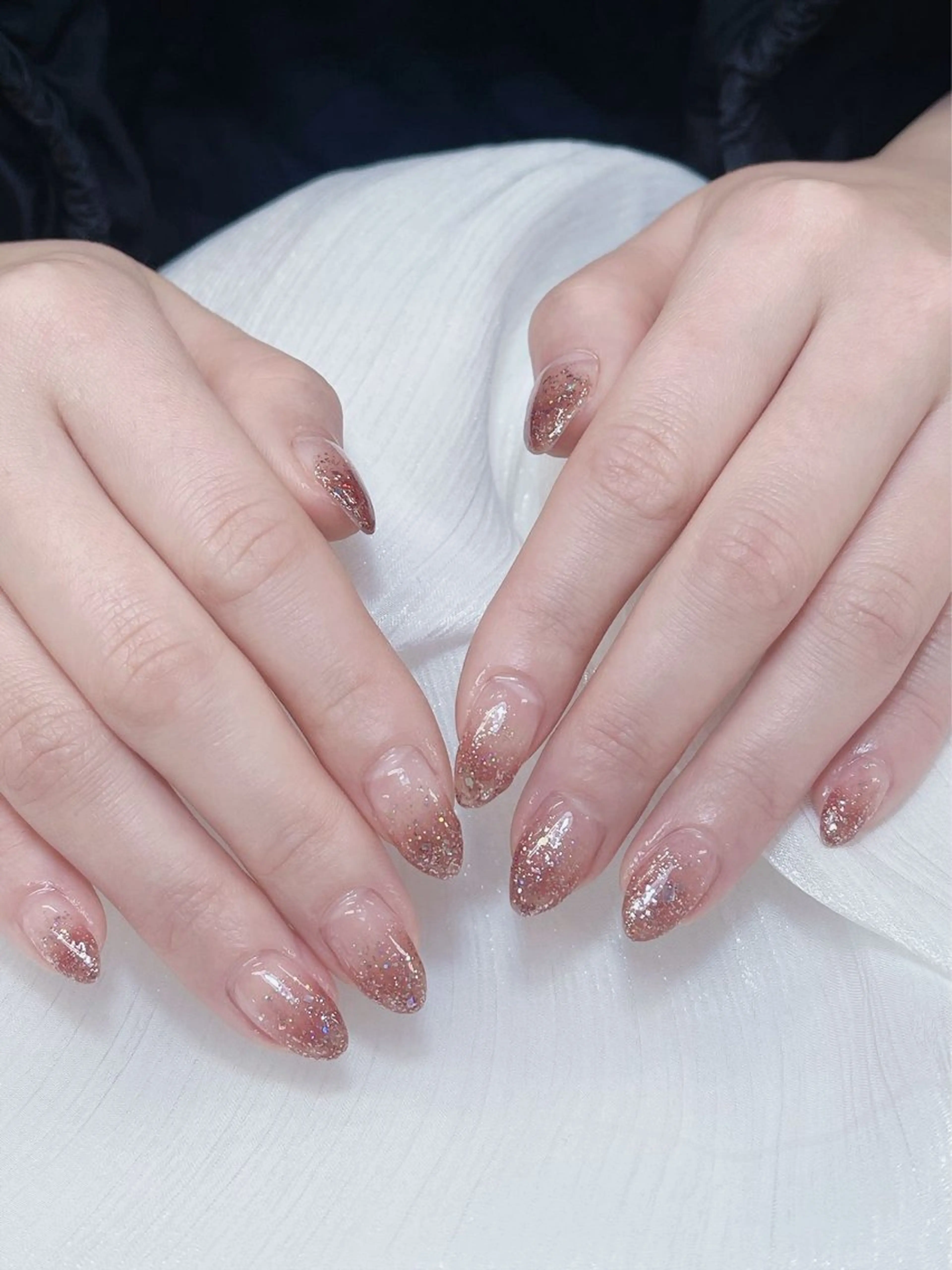 ネイル チークネイル 成人式 フレンチネイル グラデーション 氷ネイル・うるうるネイル ハンドネイル DUO MI所属・キ キnailのネイルデザイン