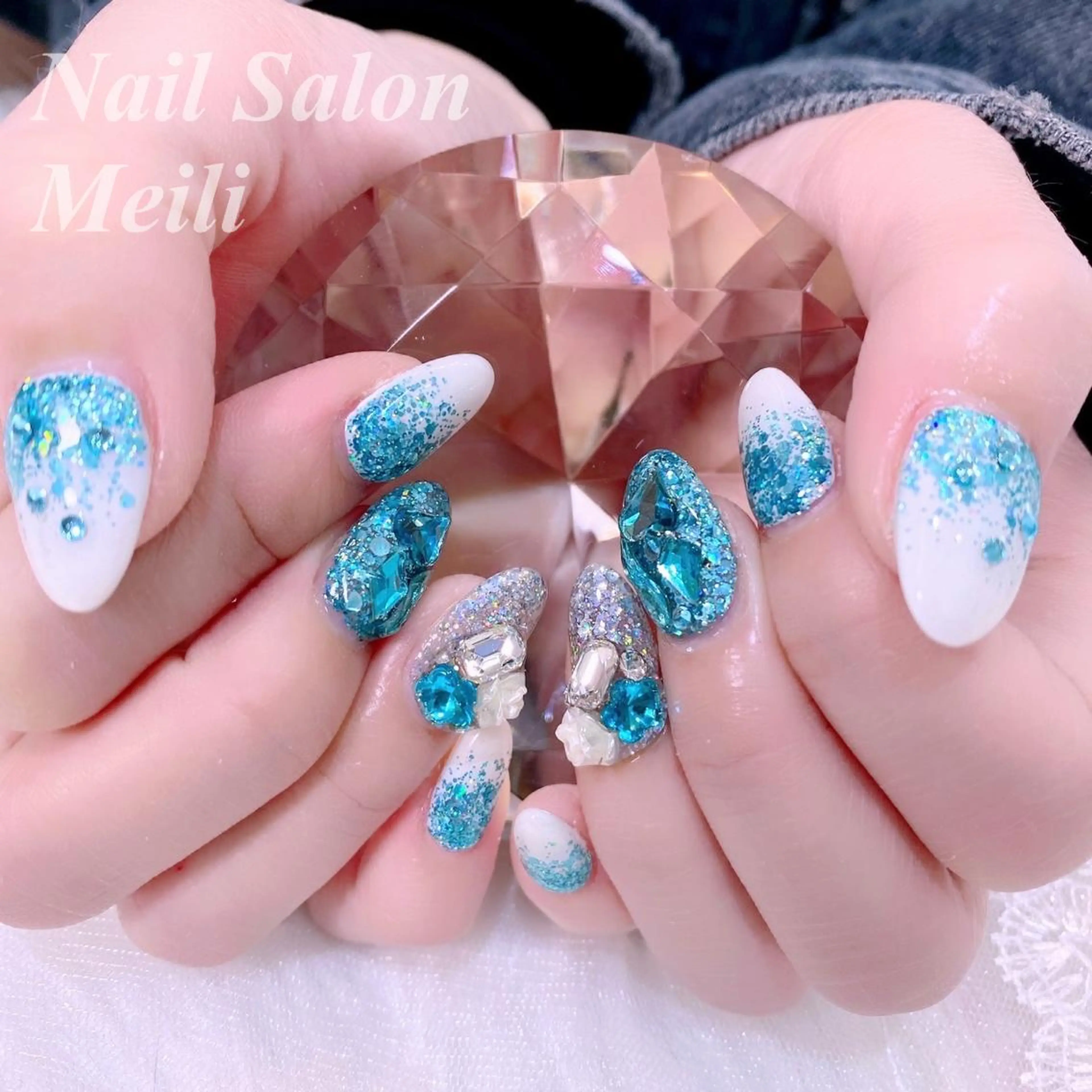 ネイル アートネイル ブルー NAILSALON MEILIのネイルデザイン