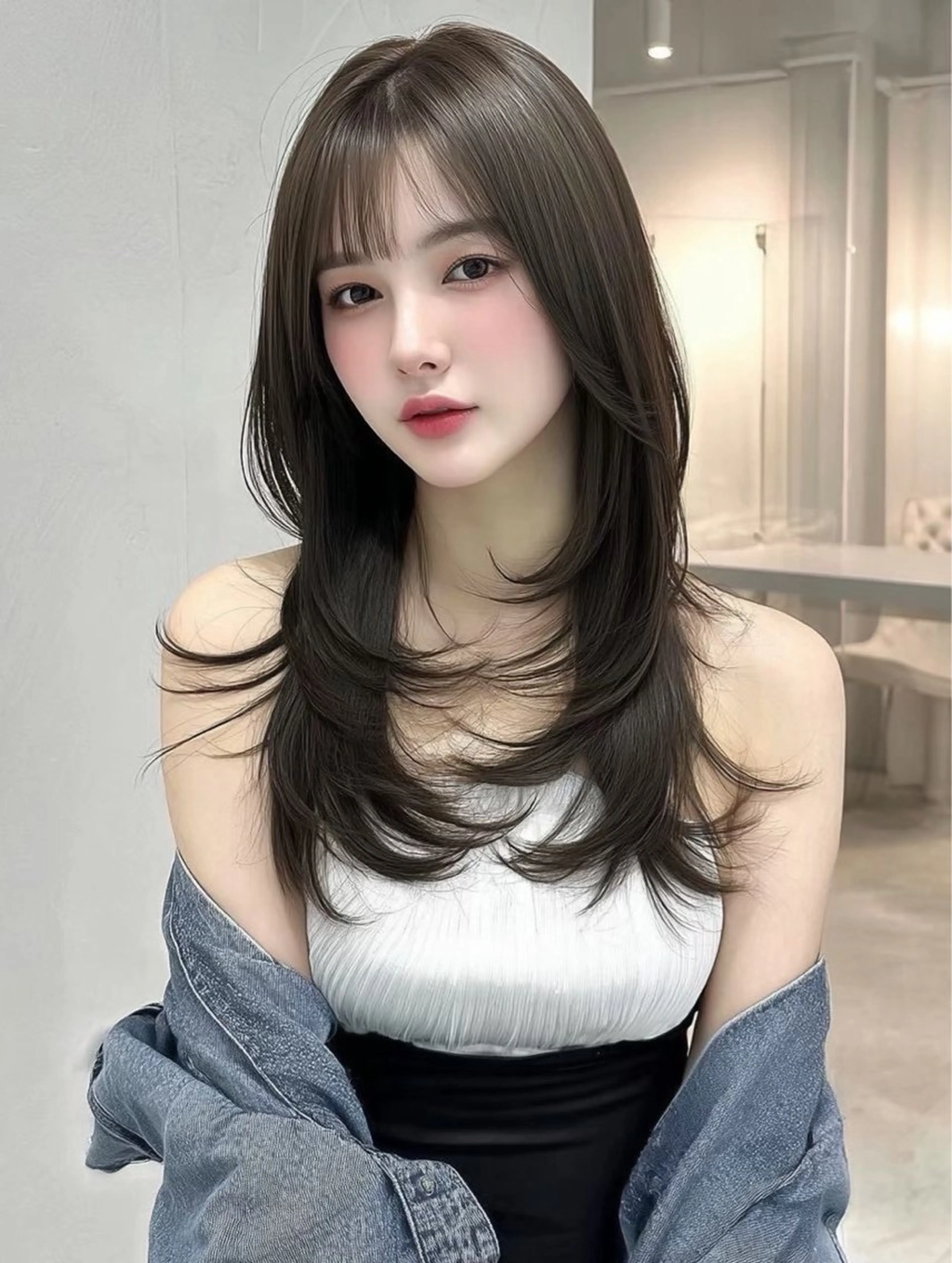 ロング 髪質改善 韓国風ヘア トリートメント カット ヘアカラー トリートメント 韓国ヘア/透明感カラ ー/梅田/ayanoのヘアスタイル