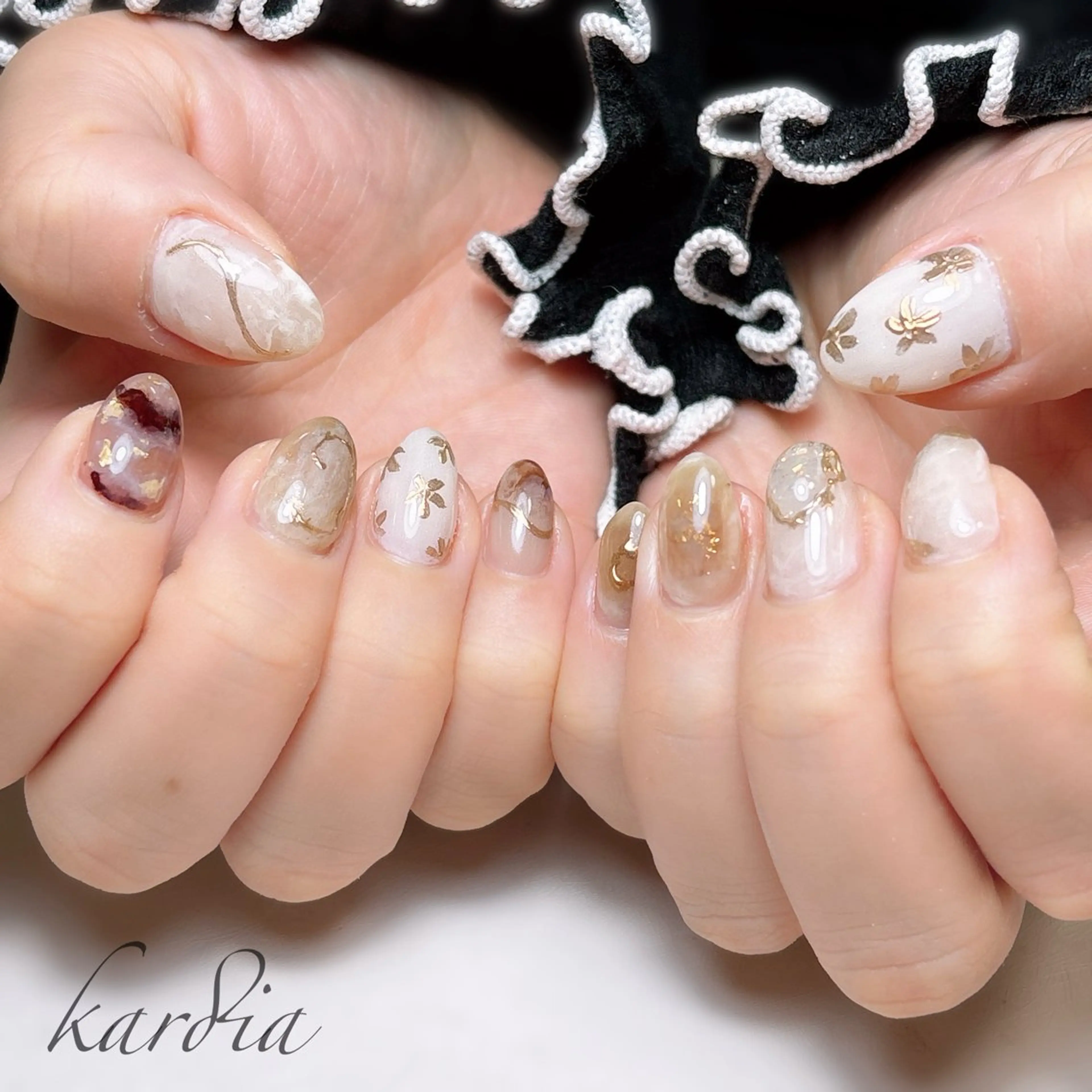 ネイル ハンドネイル καρδιά -ｶﾙﾃﾞｨｱ-のネイルデザイン