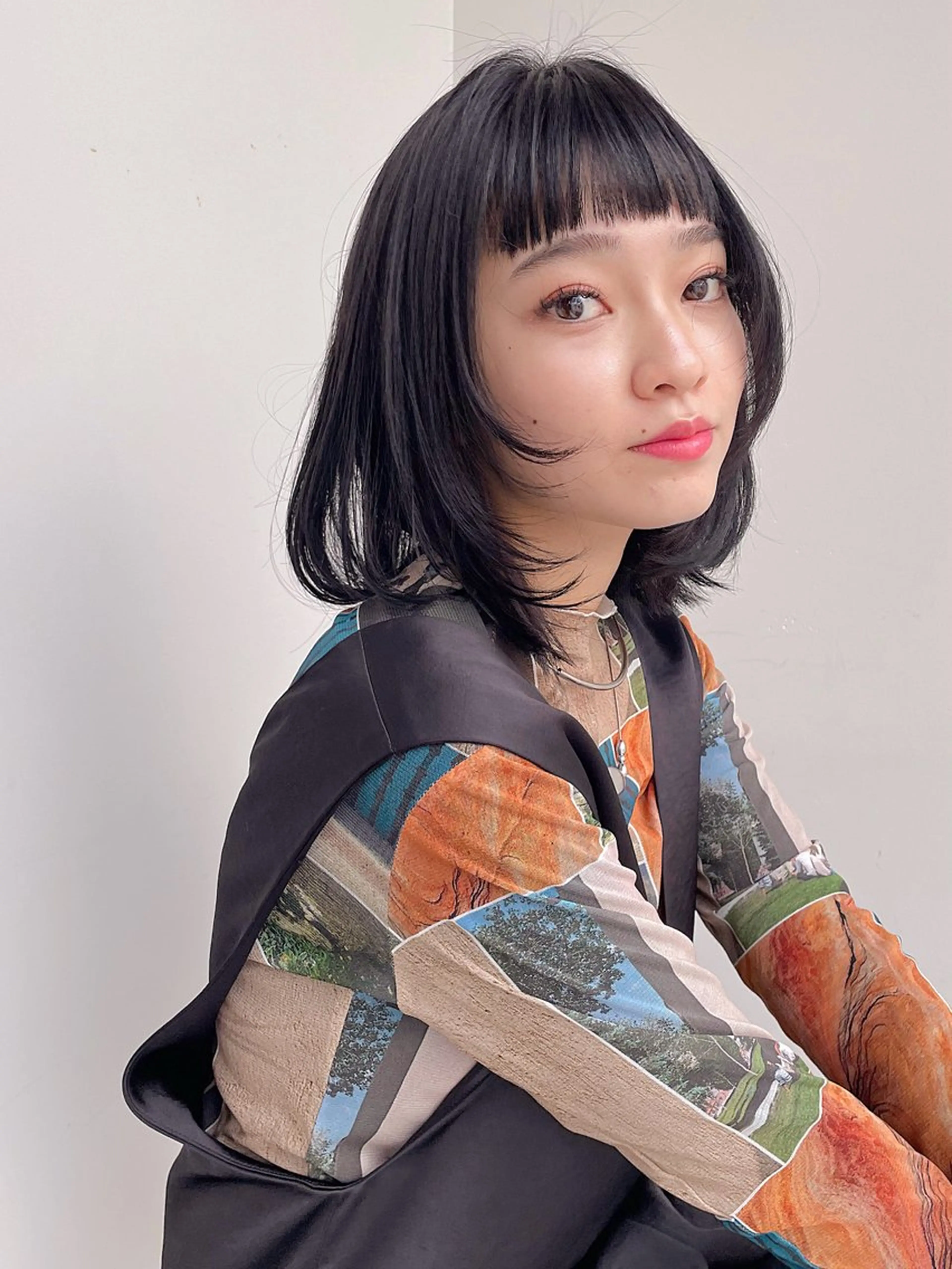 ミディアム レイヤーカット ワイドバング カット ボブ/ミディアム 親しみやすさ/さくらのヘアスタイル