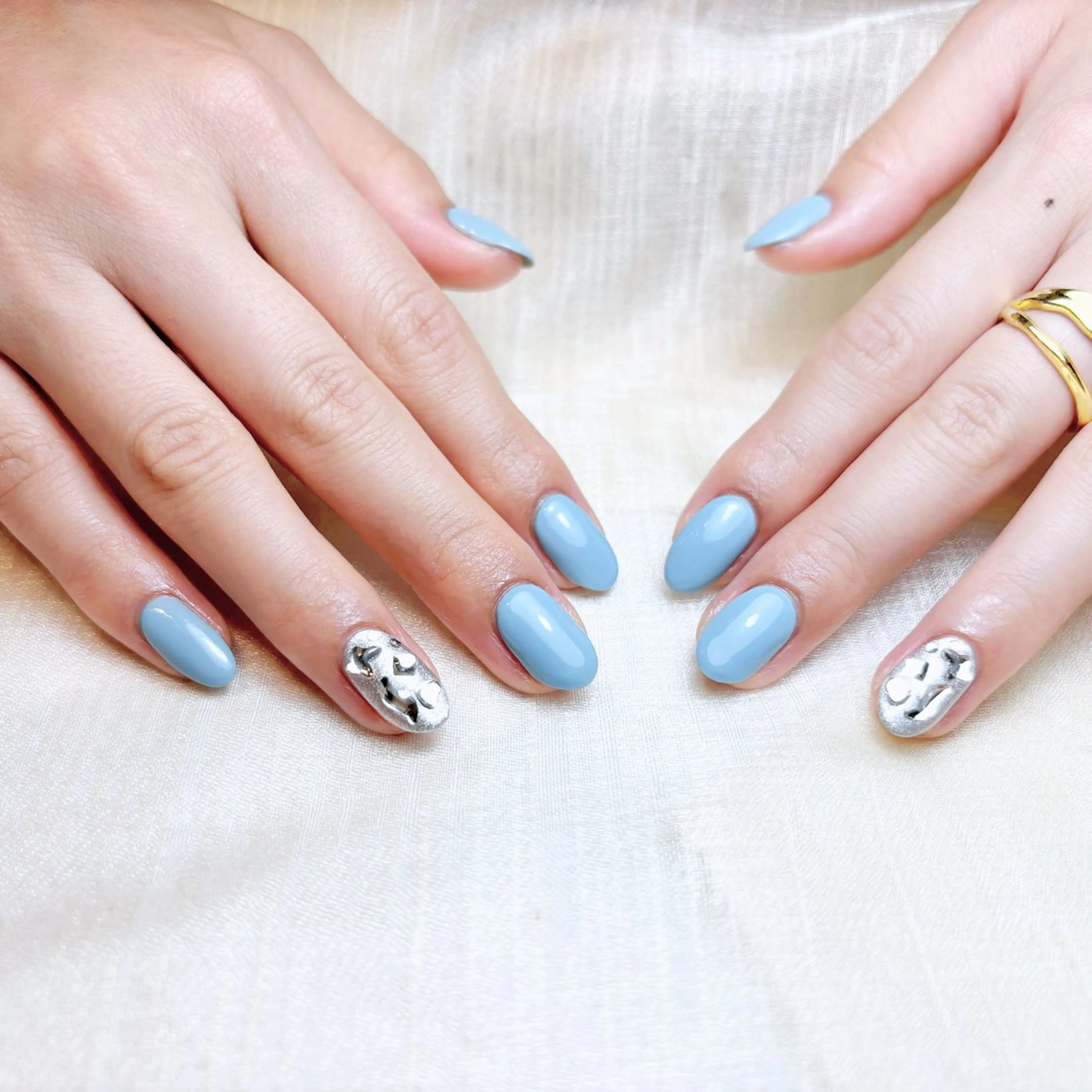 ネイル ハンドネイル H3 Nail Tsuki🦋💙のネイルデザイン