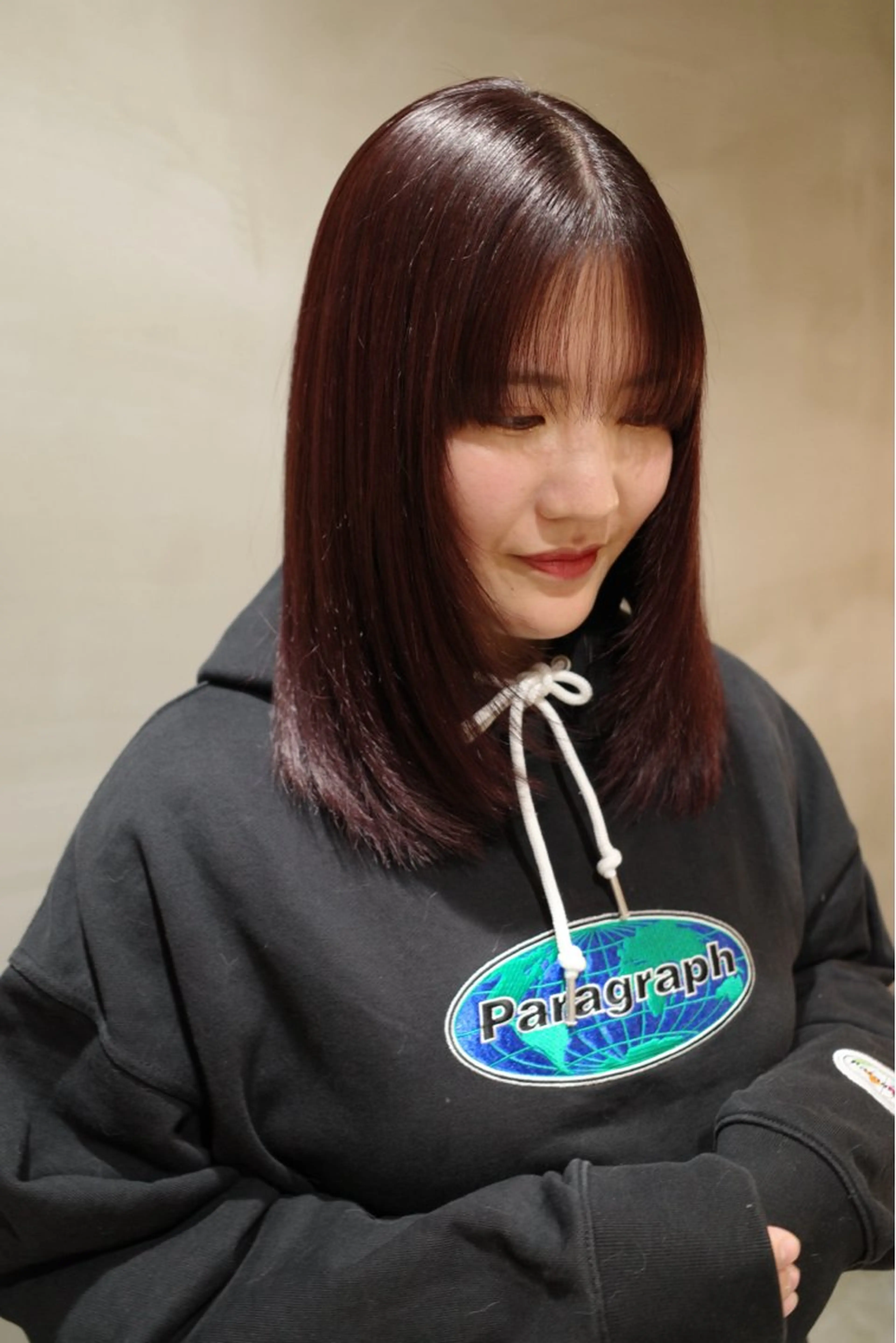 セミロング カラー ボルドーカラー トリートメント 安藤 結花のヘアスタイル