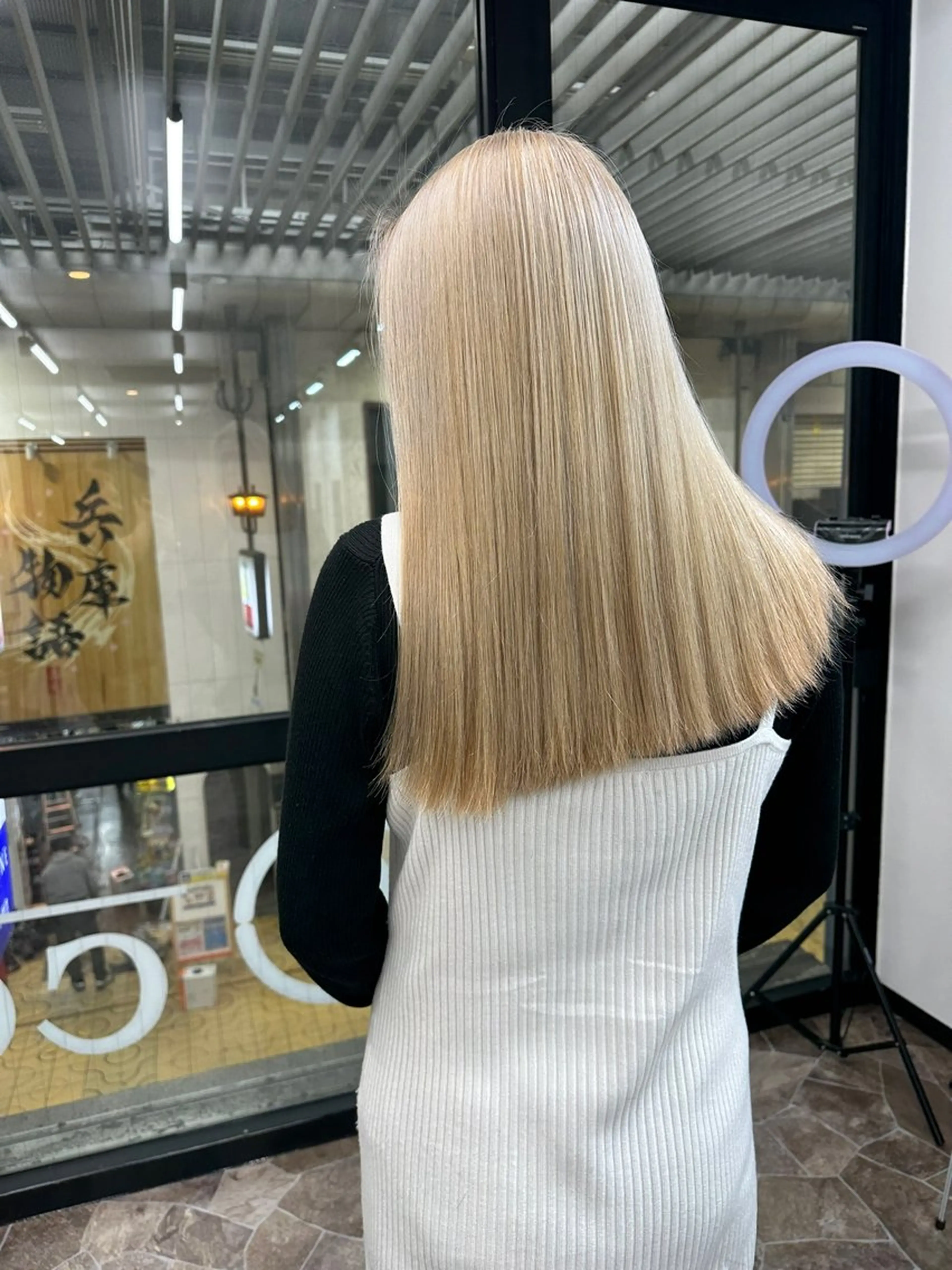 ロング ミストバング ハイライト 髪質改善 ヨシンモリ 韓国風ヘア HAIR SMILE COEURのヘアスタイル