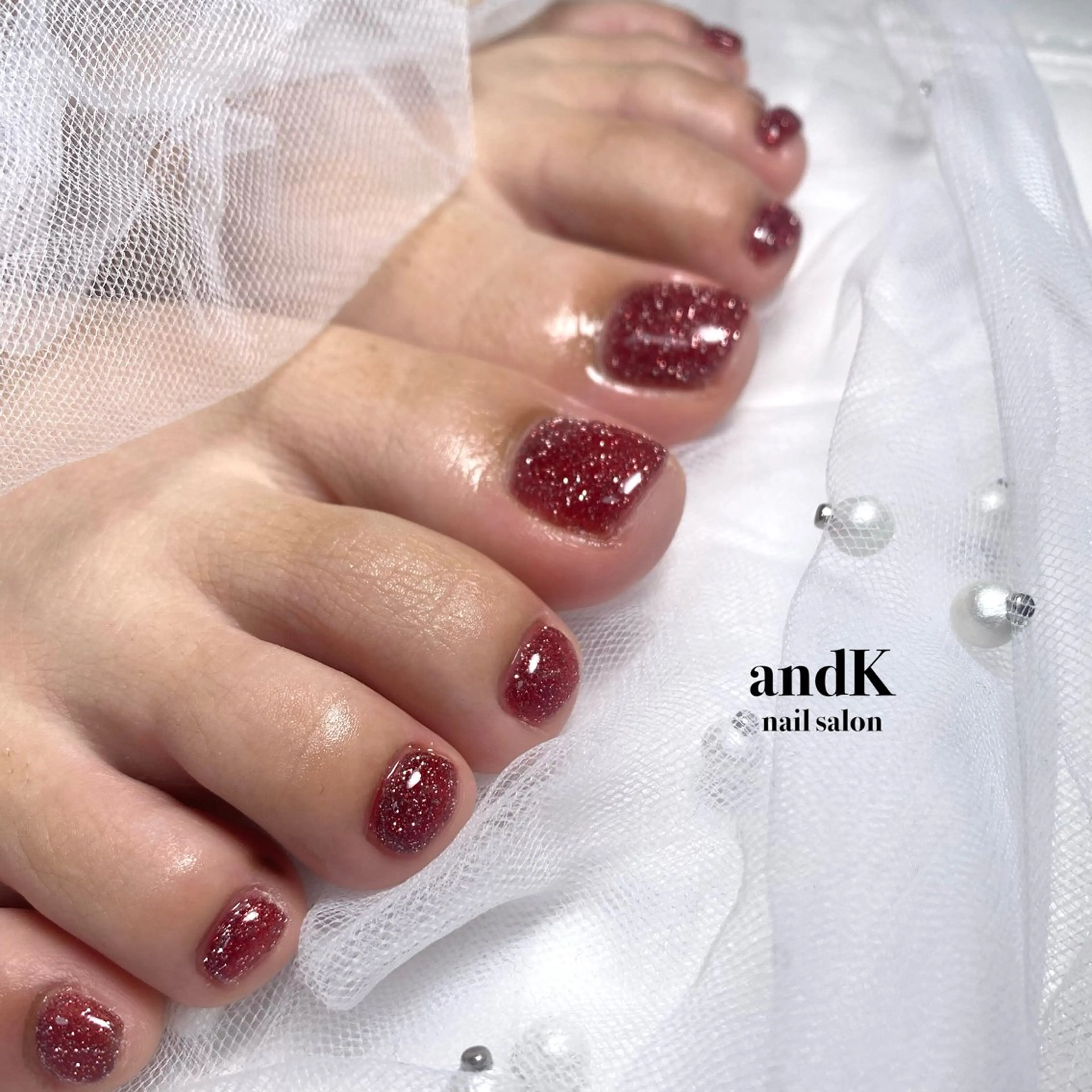 ネイル フラッシュネイル 赤色 andK nail salonのネイルデザイン