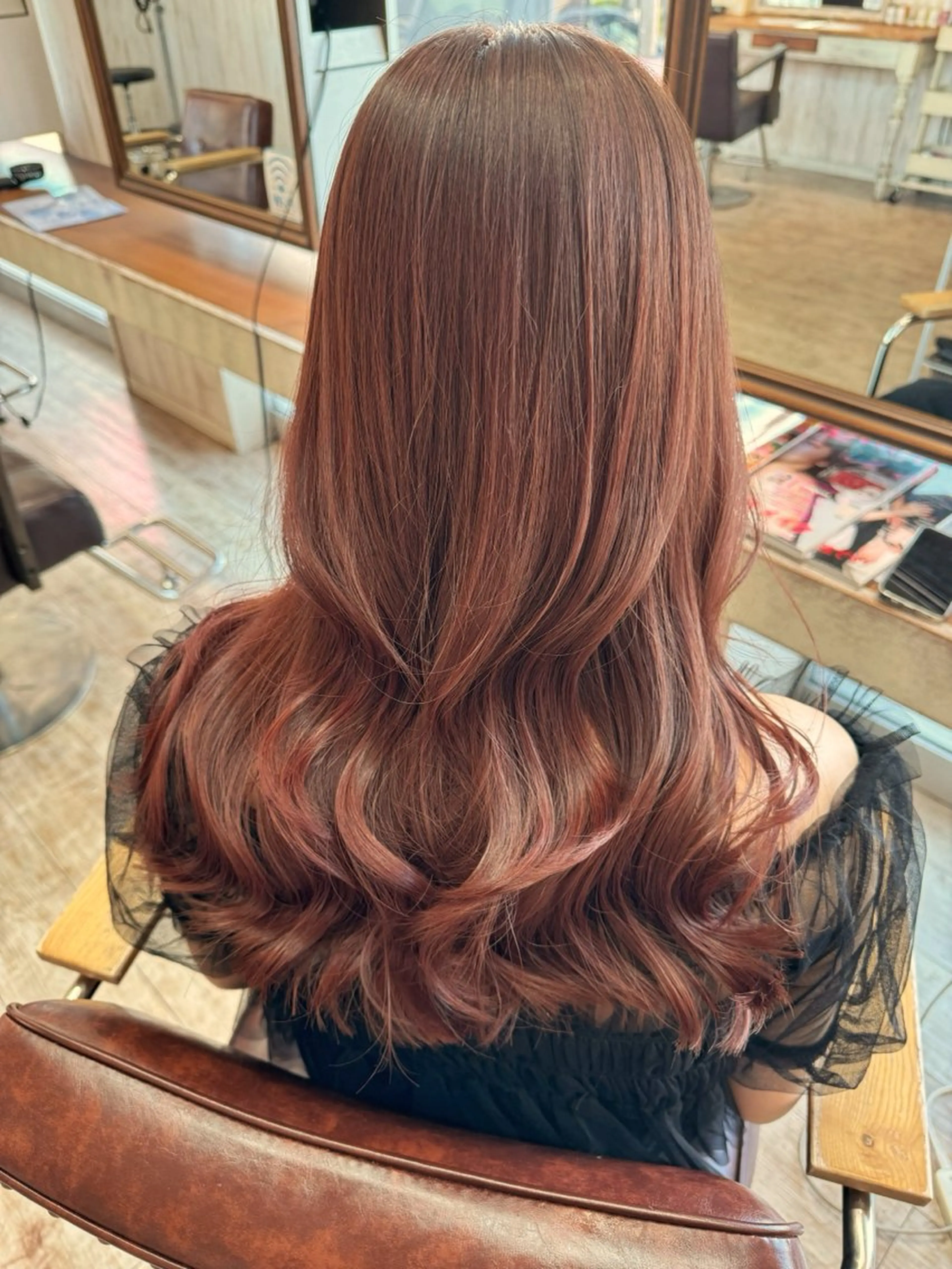 セミロング カラー ブラウンカラー ピンクカラー ピンクブラウン 古澤 あかねのヘアスタイル