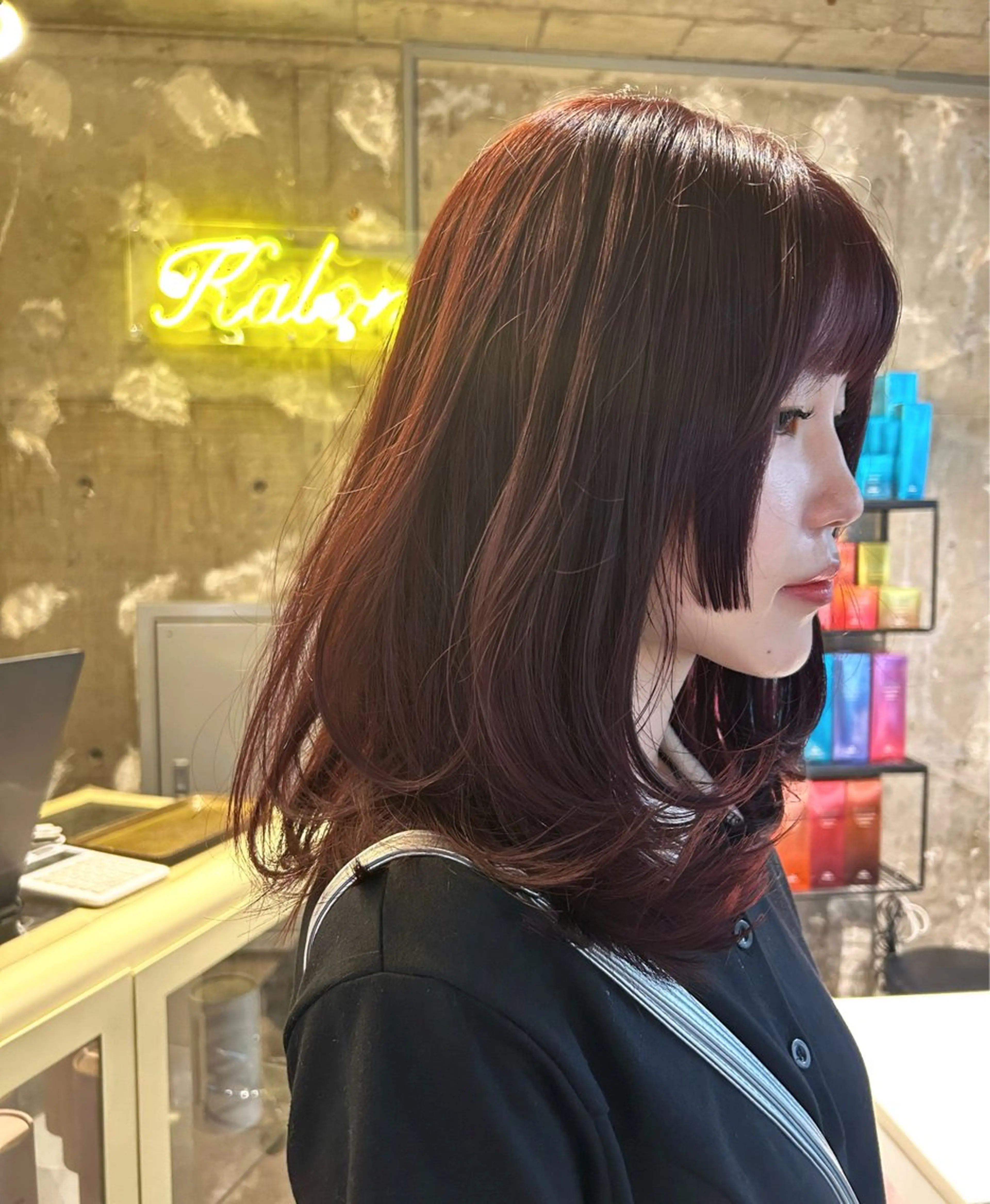 セミロング カット ヘアカラー ano @anomukuiのヘアスタイル