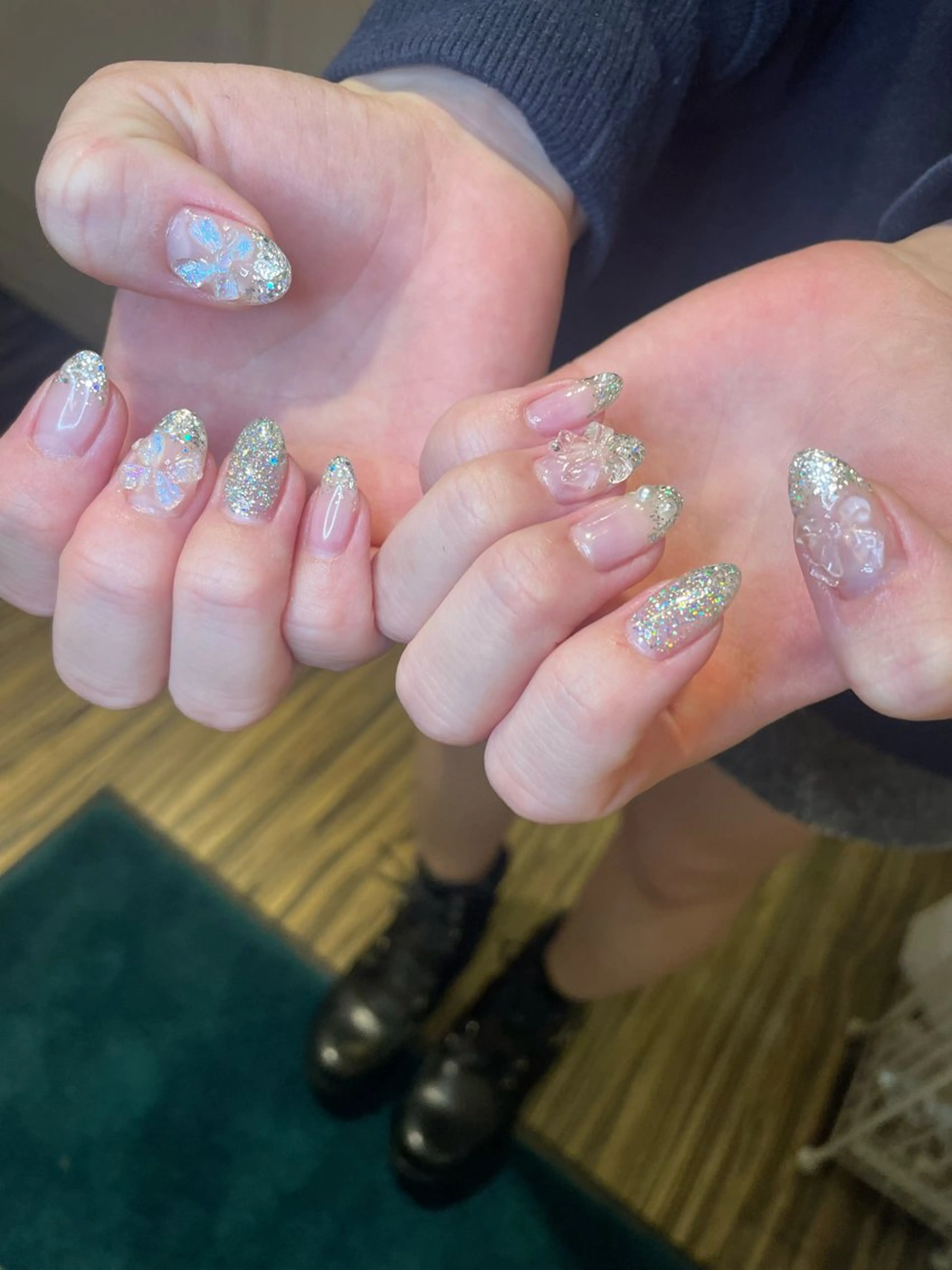 ネイル フレンチネイル ラメ(グリッター) リボン laviebelle norikoのネイルデザイン