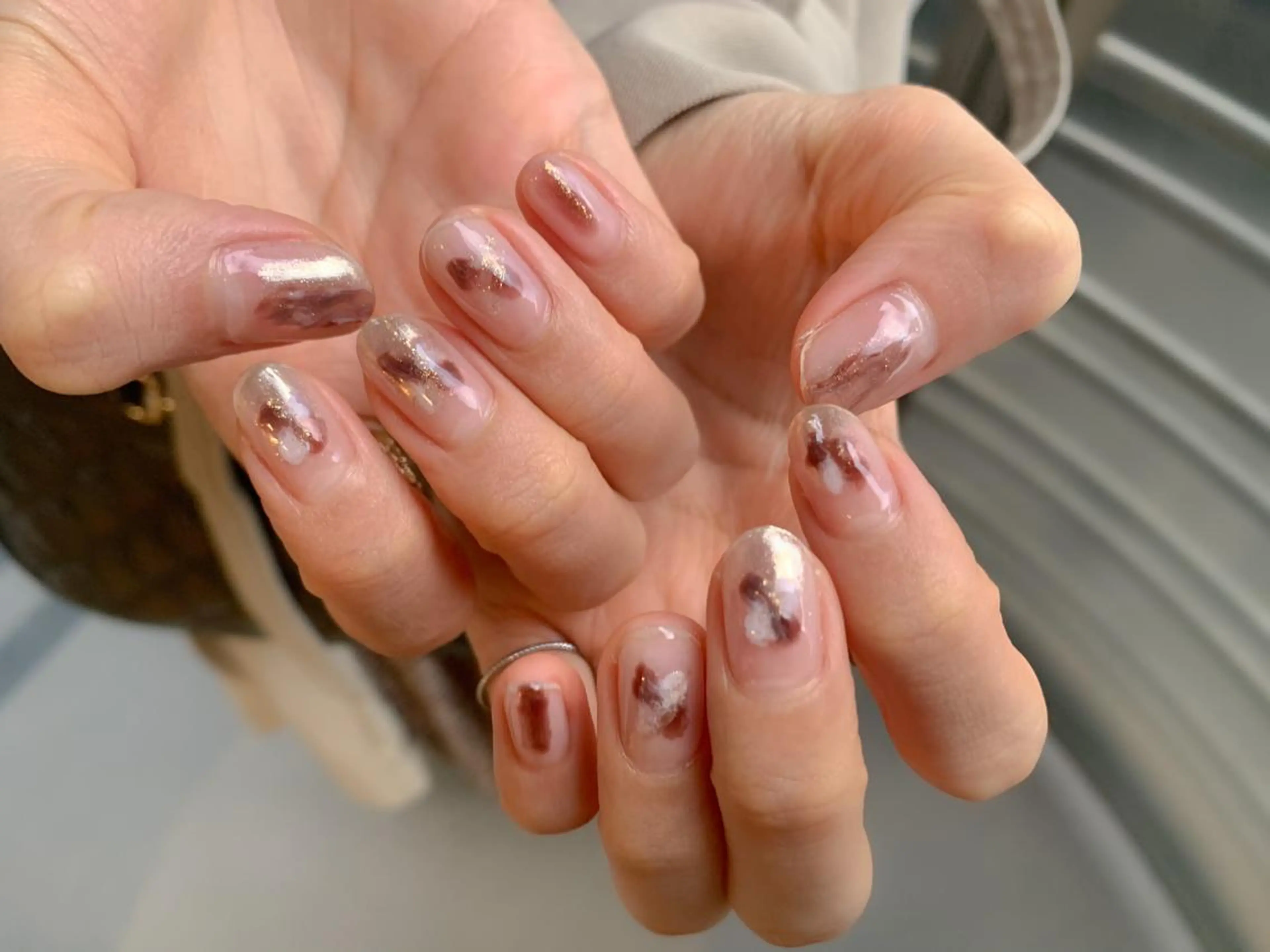 ネイル ブラウン クリアネイル nail* runa🌻のネイルデザイン