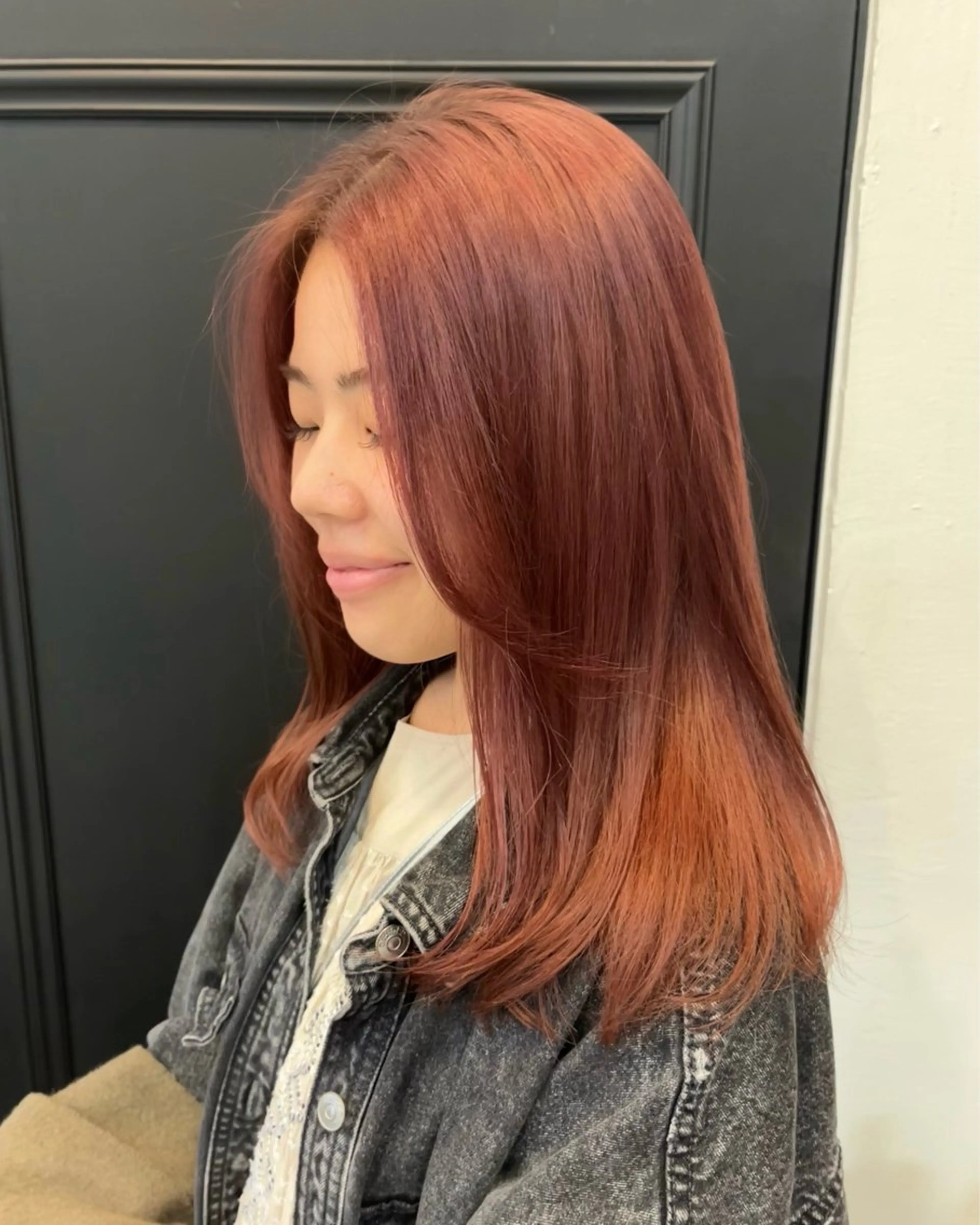 ロング カラー ブリーチ オレンジピンク ヘアカラー トリートメント KANO🌷 ブリーチなしカラーのヘアスタイル