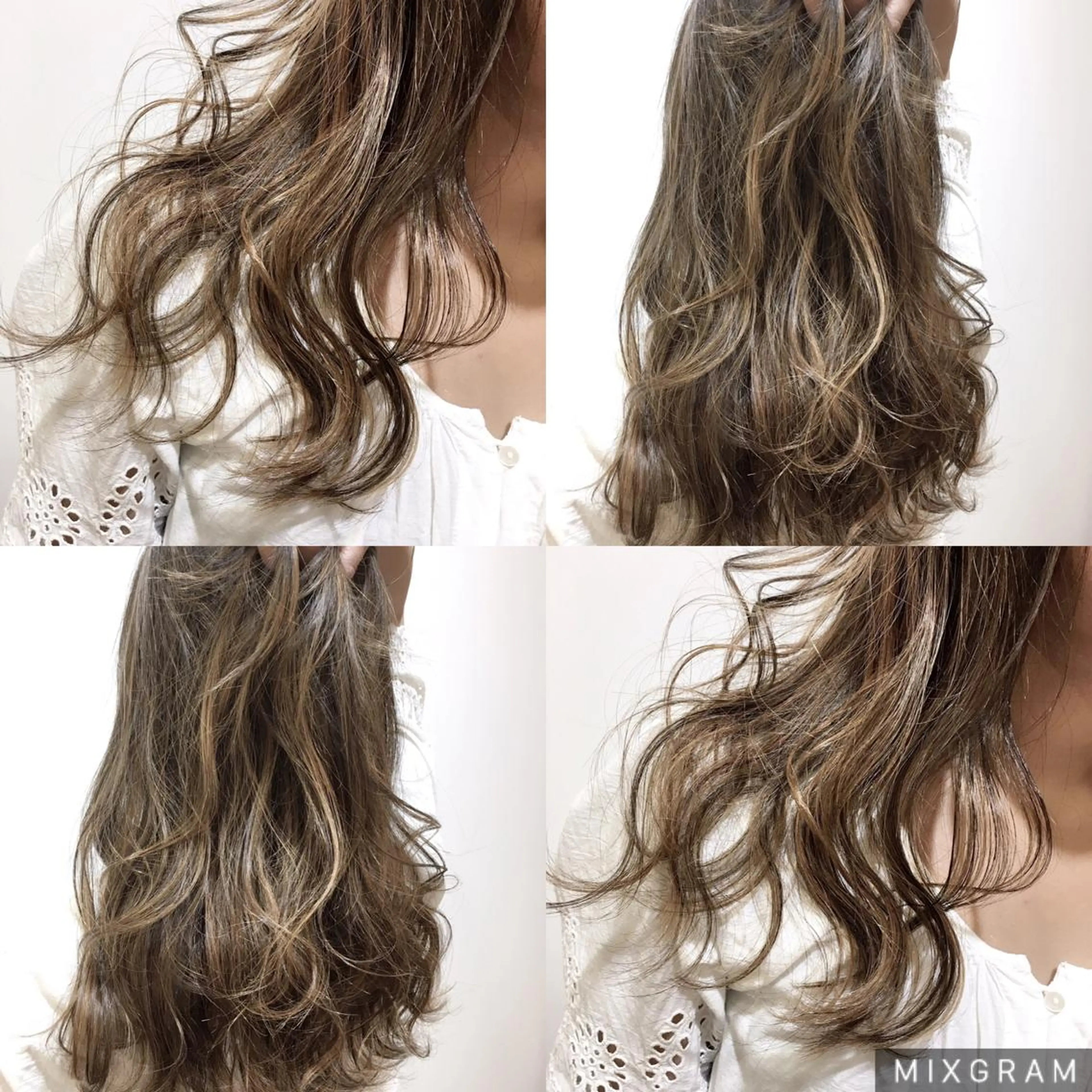 ロング カラー ベージュカラー ブリーチ ハイライトカラー ミルクティーベージュ ブリーチなしカラー 海外風レイヤーカット 👑店長　平松　由のヘアスタイル