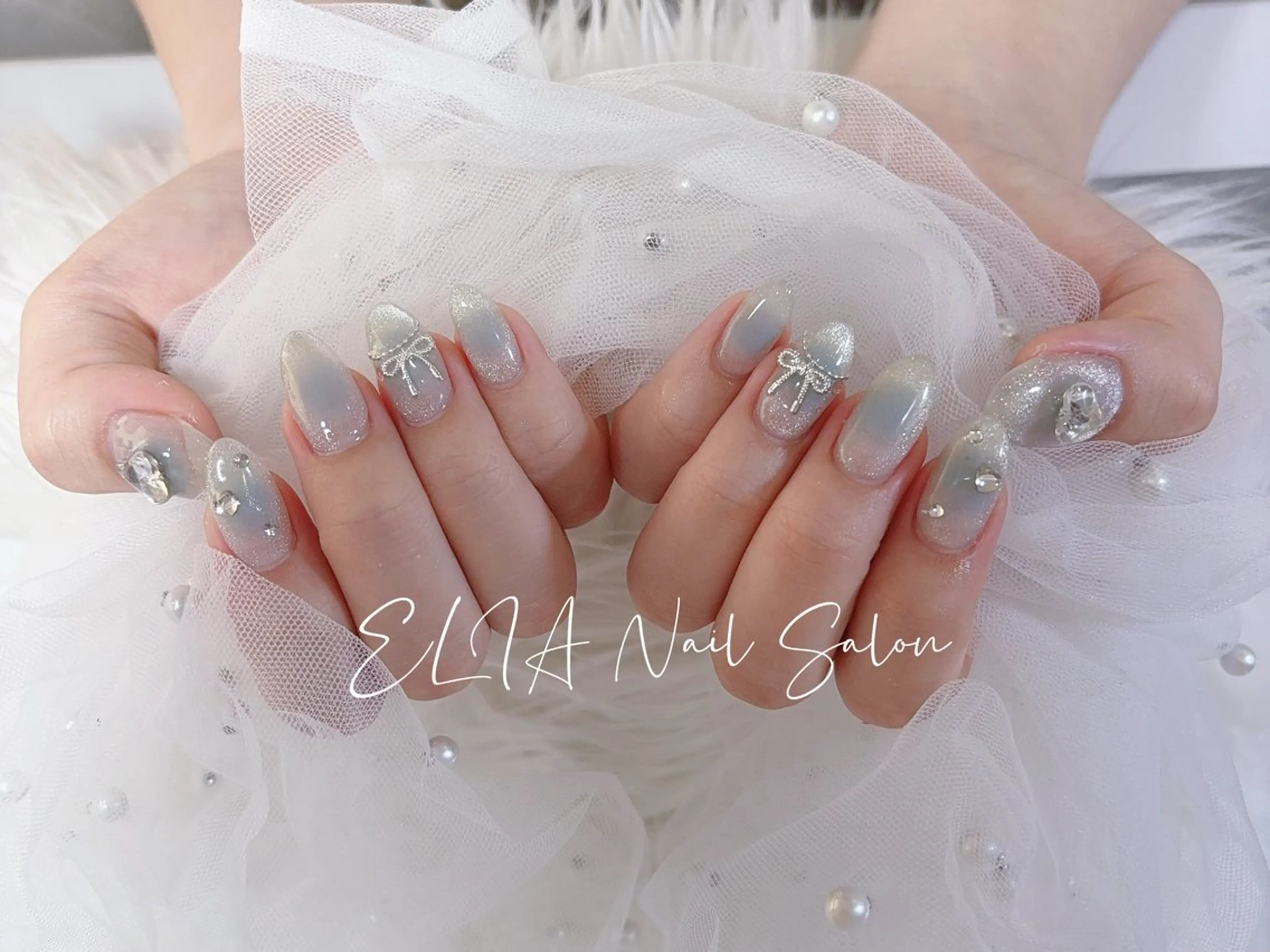 ネイル チークネイル 長さ出し グラデーション ラメ(グリッター) ラメグラデーション cici nailのネイルデザイン