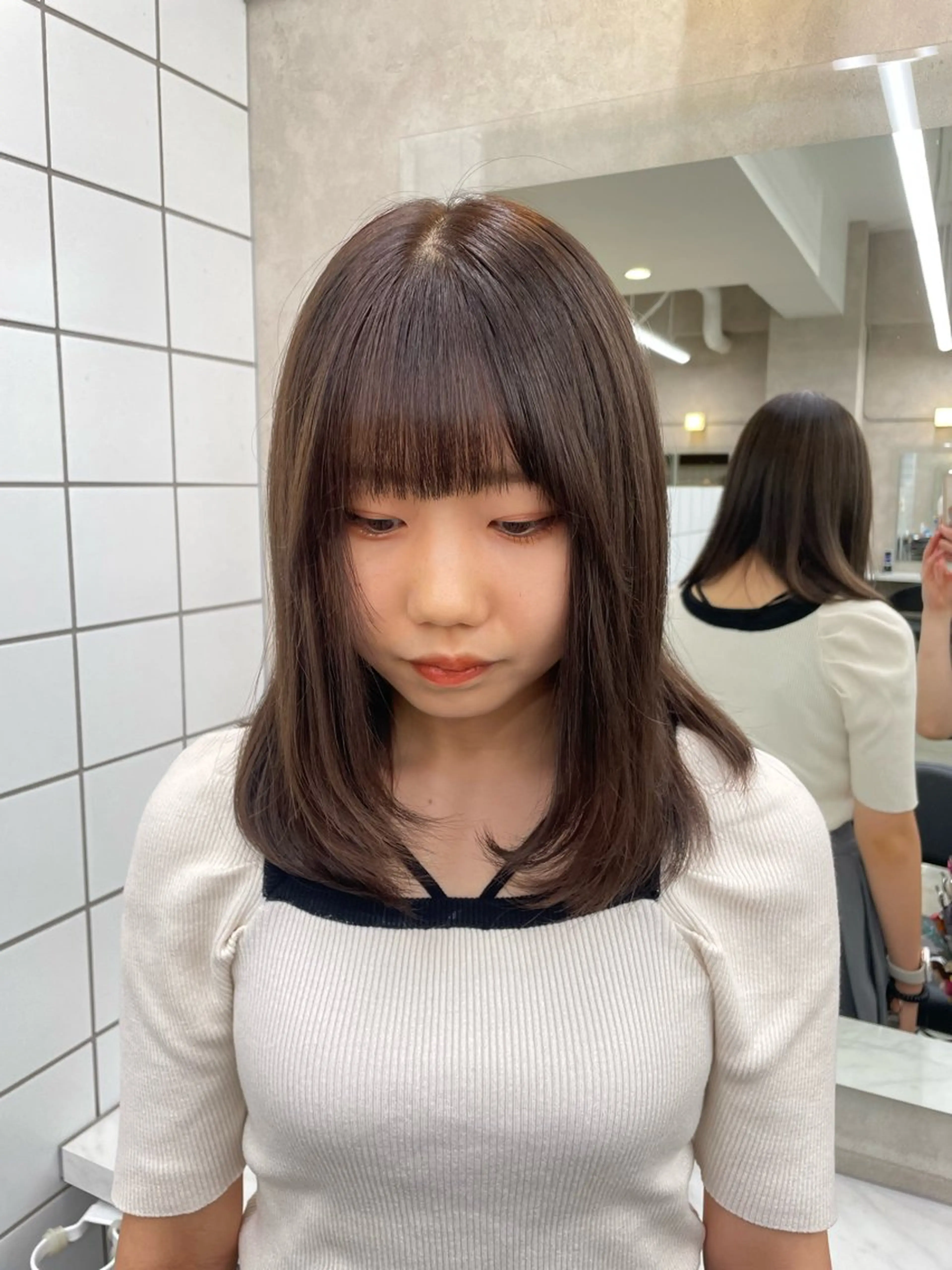 ミディアム カラー 表参道ハッシュカット レイヤー/リノンのヘアスタイル