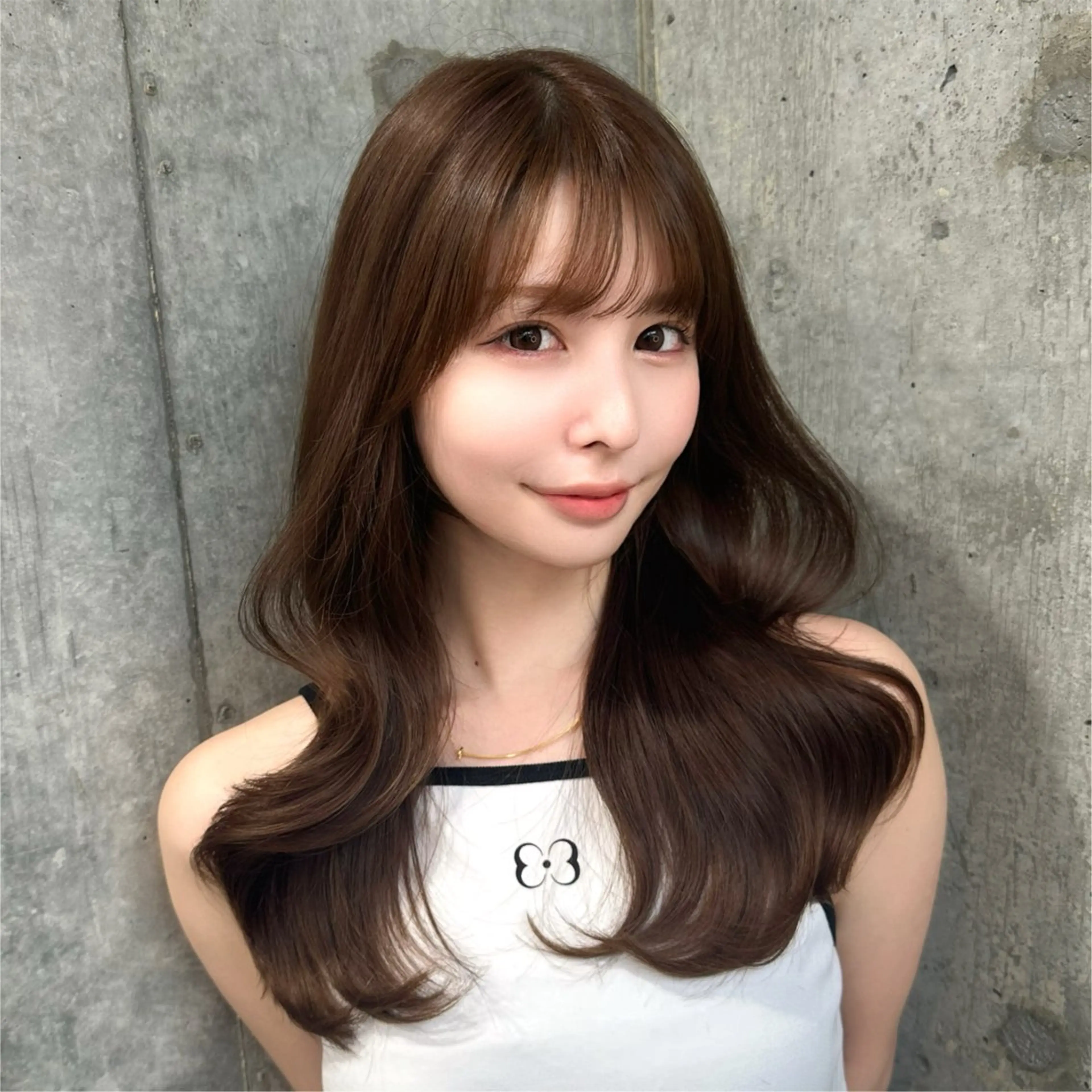 セミロング カット トリートメント 新宿/韓国風レイヤー 髪質改善/渋谷直樹のヘアスタイル