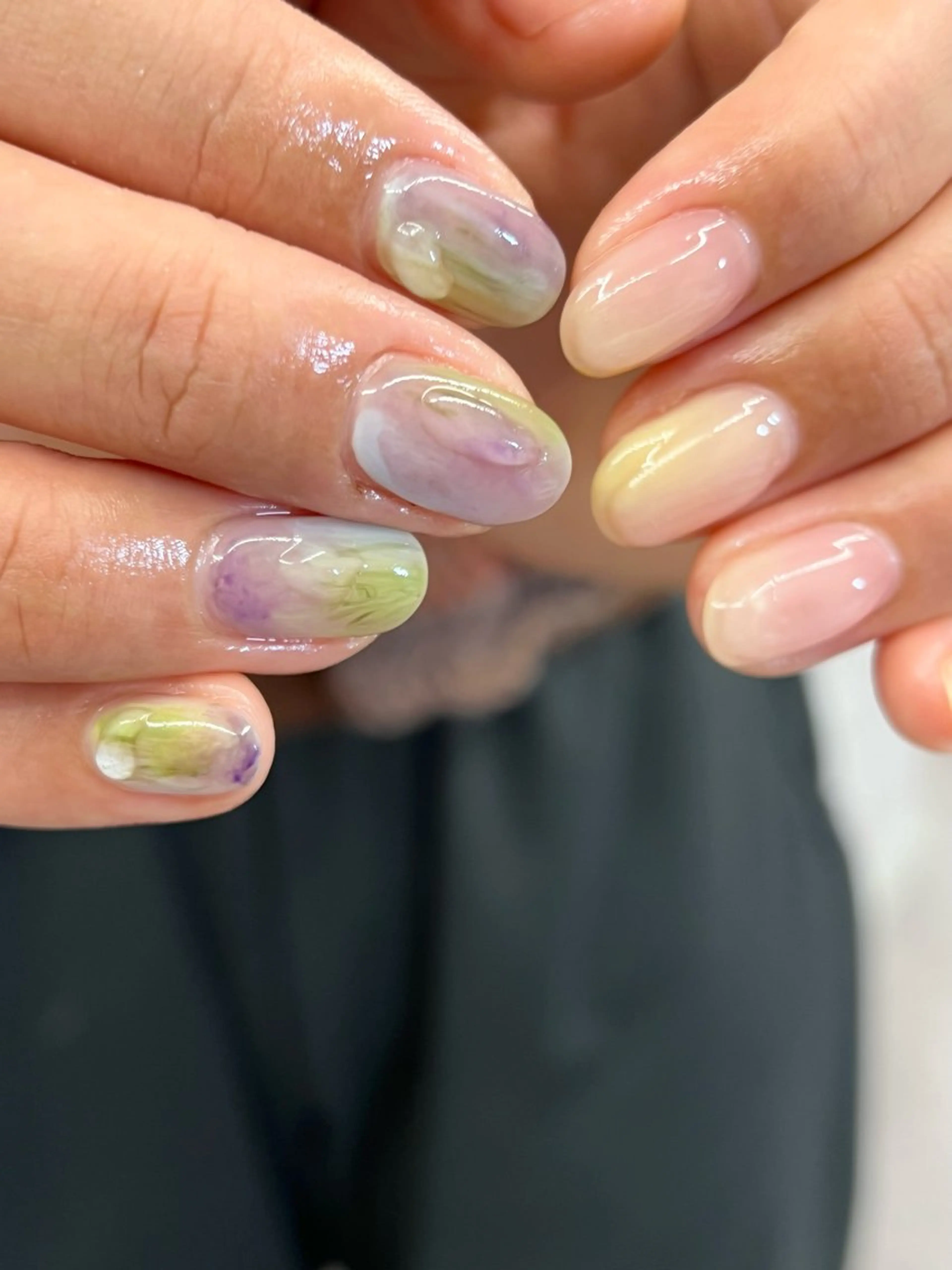 ネイル ジェルネイル マグネットネイル ニュアンスネイル パラジェル リボン ハンドネイル ハンドケア Bana_ Nailのネイルデザイン