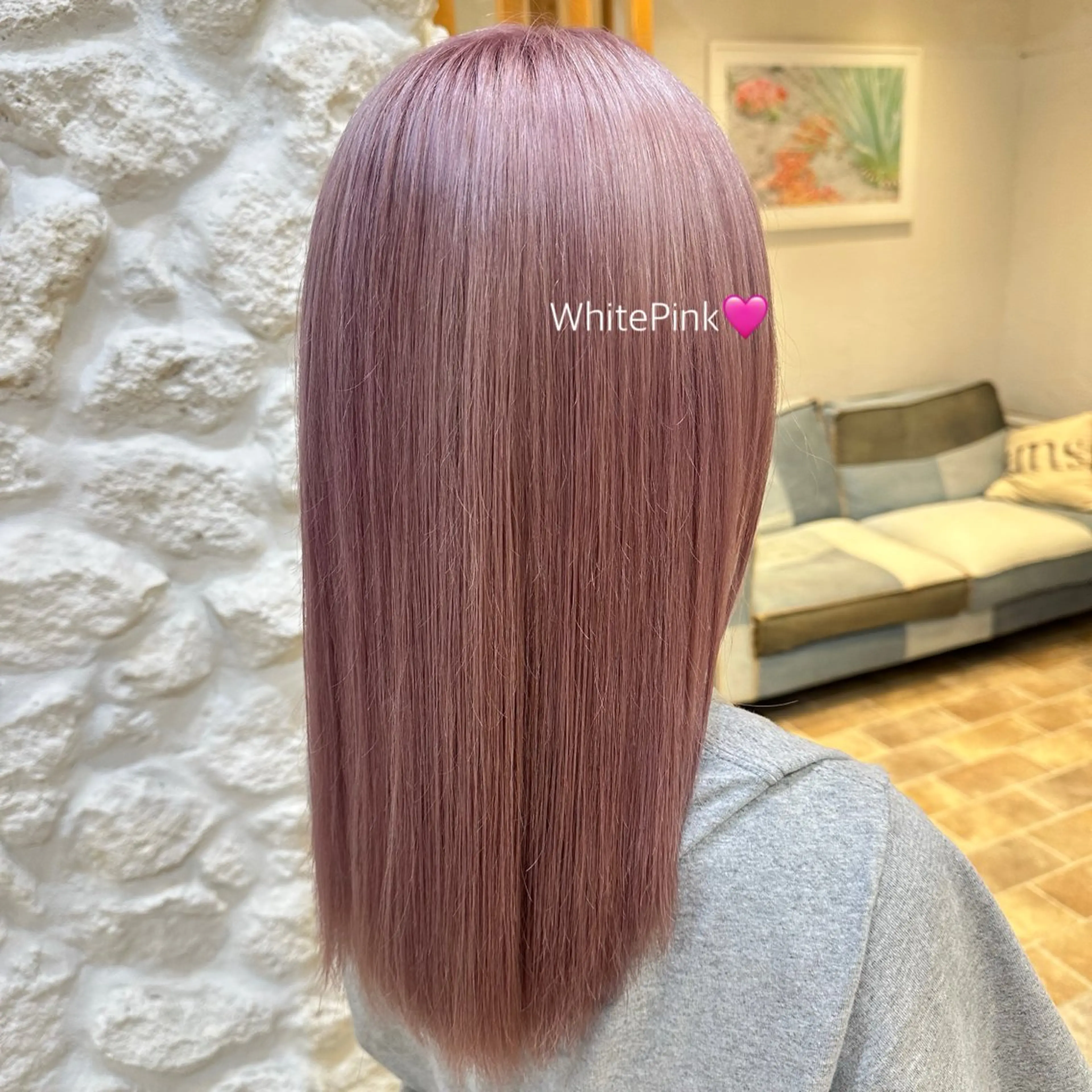 セミロング カット ヘアカラー 🍓イチゴ/透明感 /カラーモデル🍓のヘアスタイル