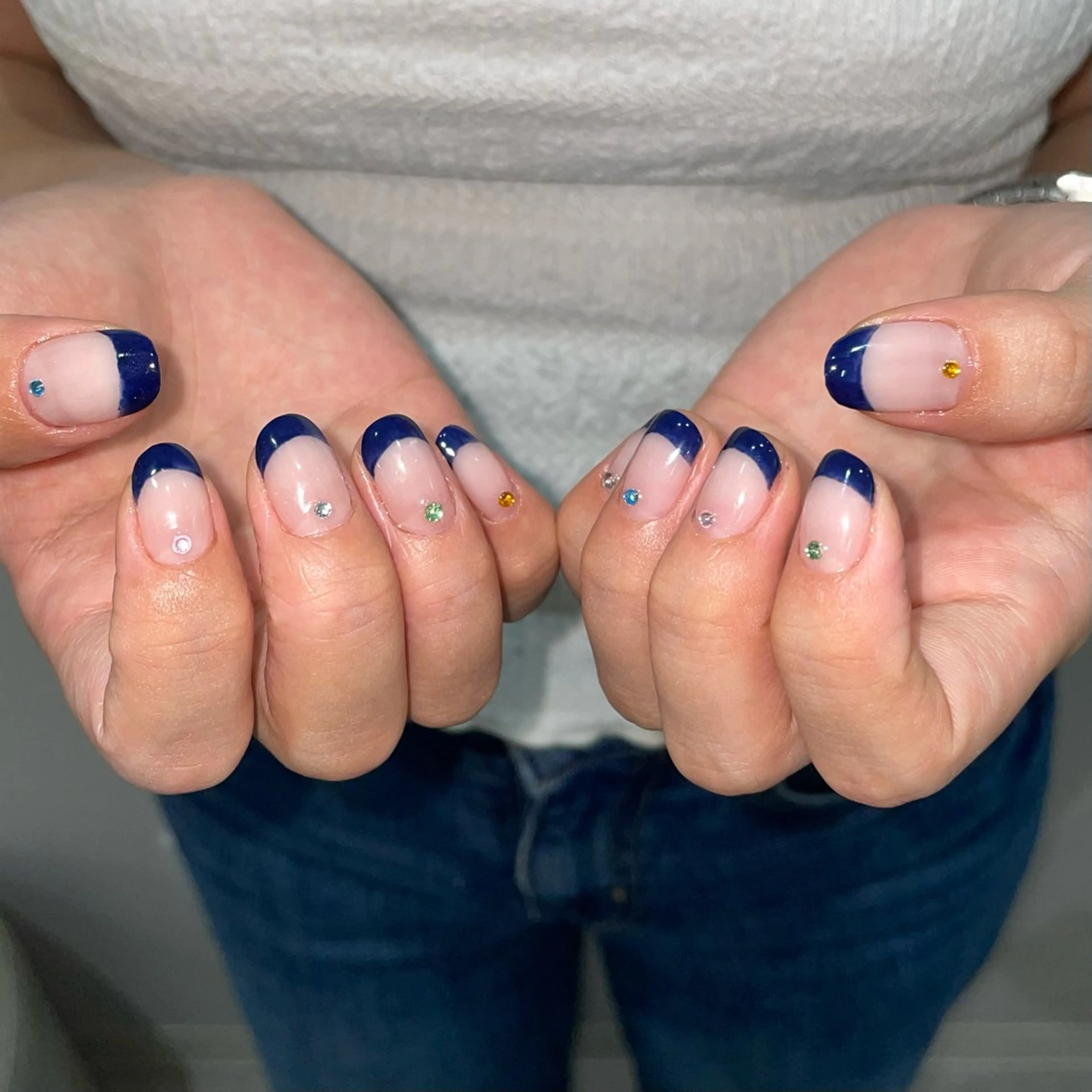 ネイル フレンチネイル ショートネイル ハンドネイル GO TODAY 吉祥寺Glint所属・うの 韓国ﾈｲﾙ໒꒱⋆⭒˚のネイルデザイン