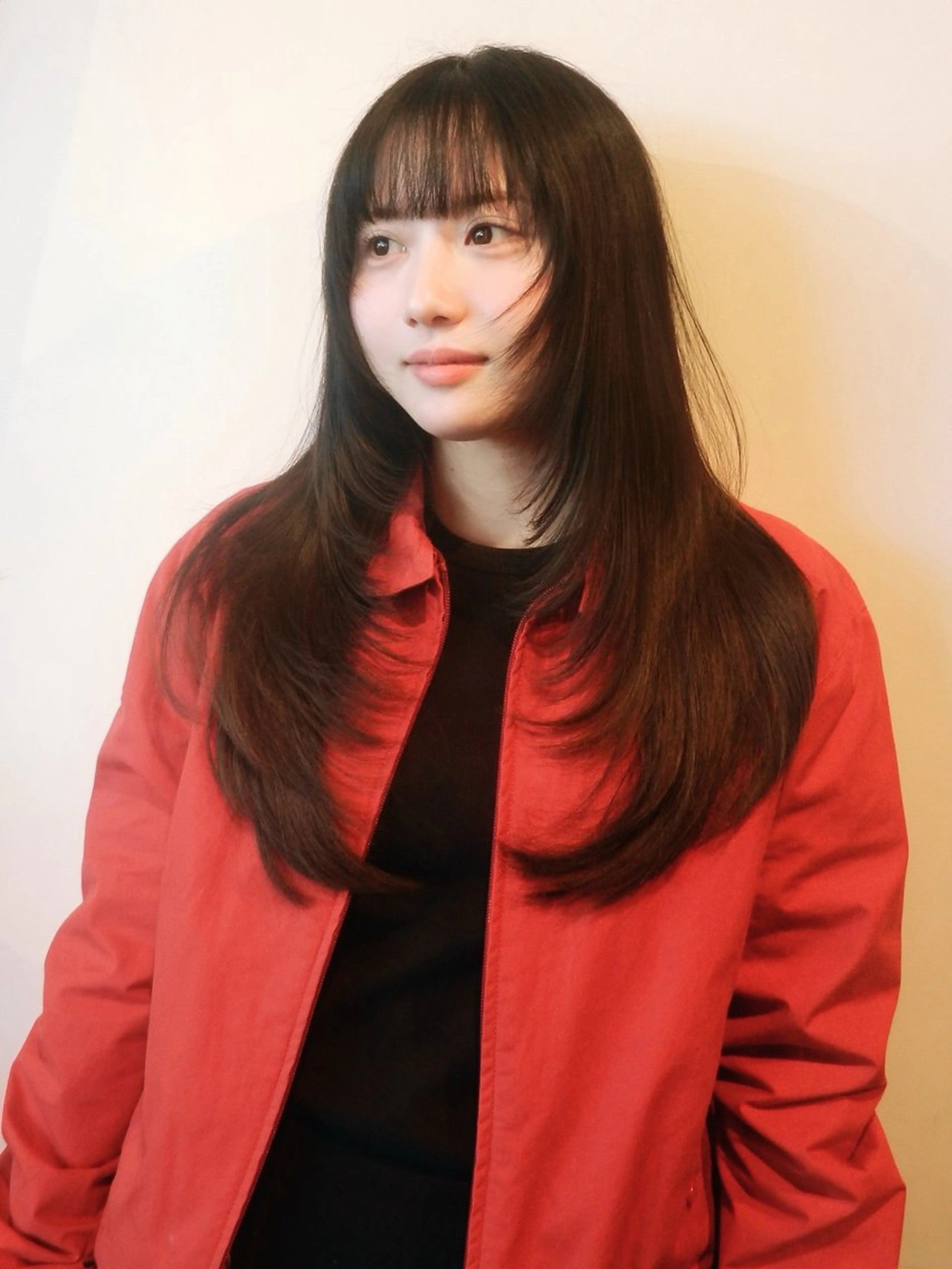 ロング ロングレイヤー 顔まわりレイヤー 顔周りカット 韓国風ヘア レイヤーカット カット 奈良 伶華のヘアスタイル