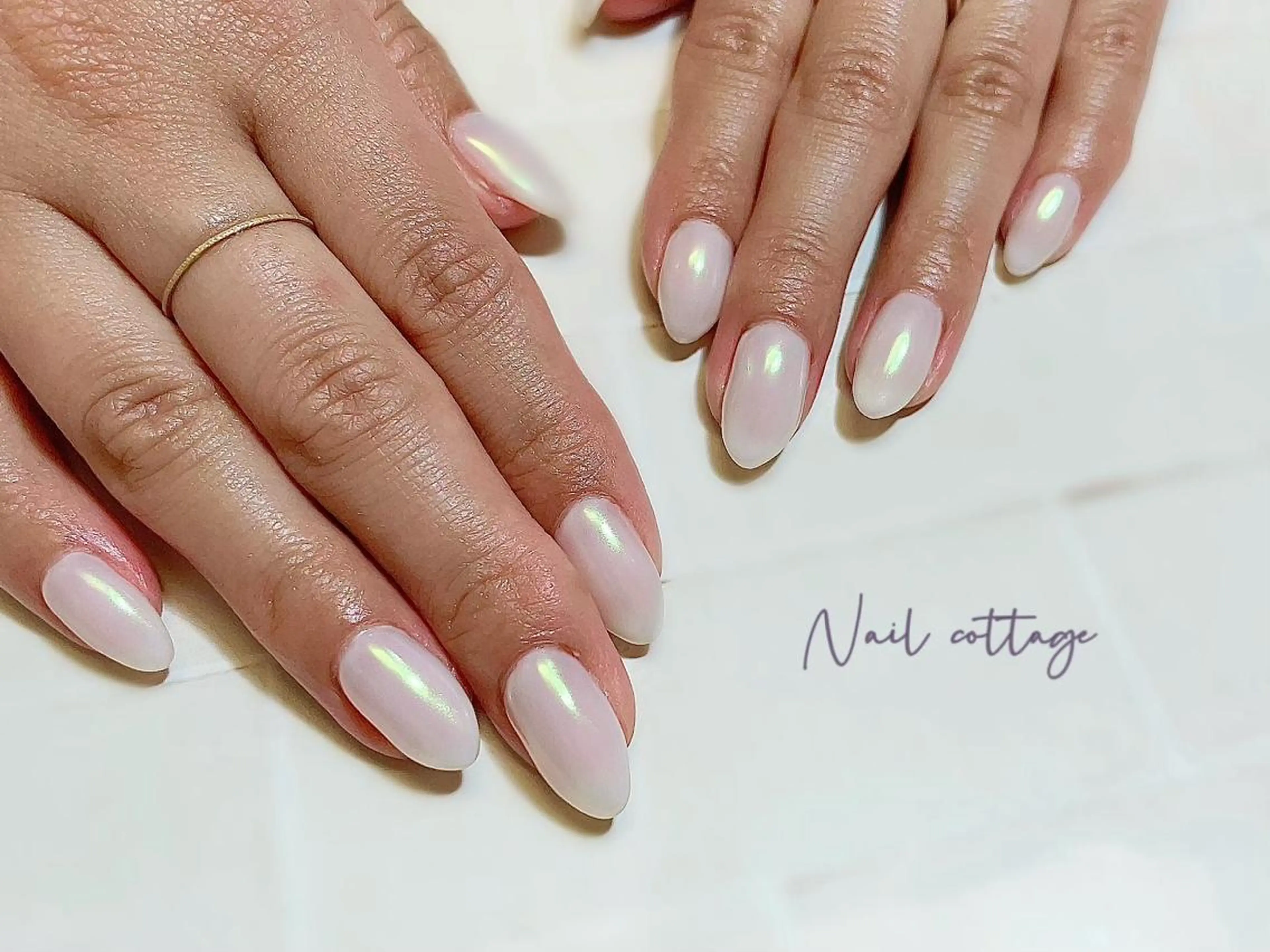 ネイル オーロラネイル 氷ネイル・うるうるネイル ハンドネイル Nail cottageのネイルデザイン