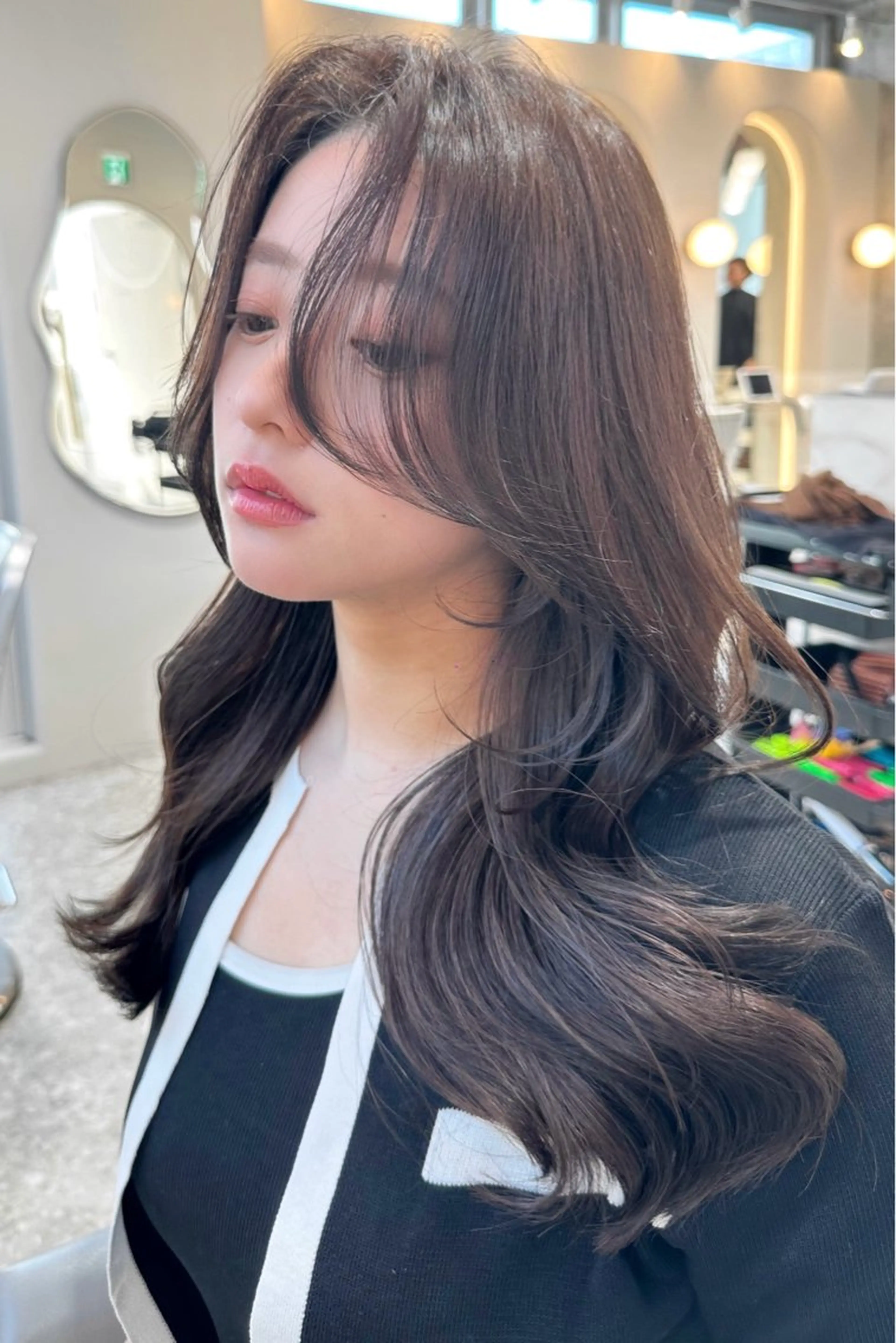 セミロング カラー カット ヘアカラー トリートメント ヘッドスパ ヘアセット 新宿/韓国レイヤー 髪質改善カラー/角所のヘアスタイル