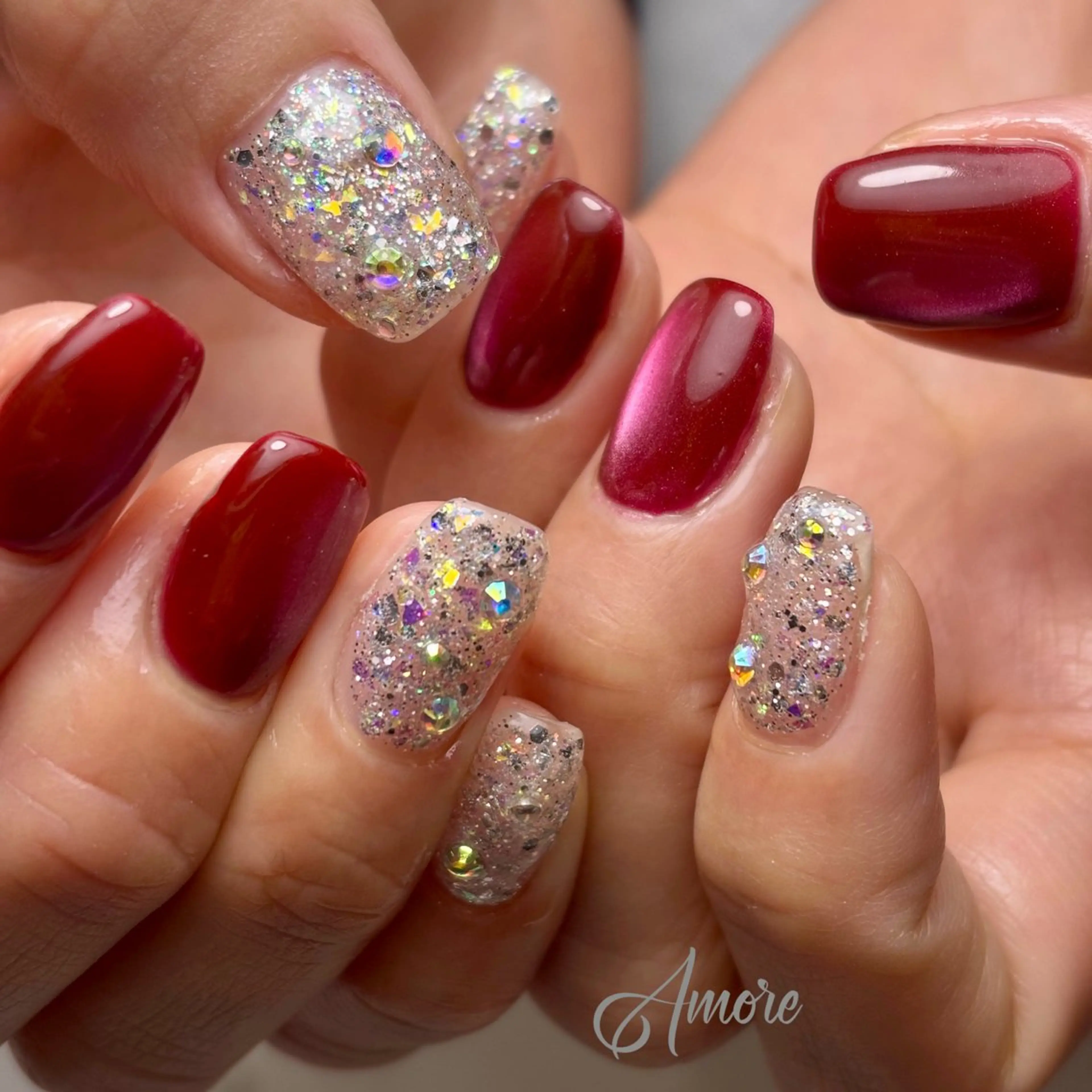 ネイル 桜ネイル ジェルネイル キラキラネイル 韓国ネイル マグネットネイル You kyehwaのネイルデザイン