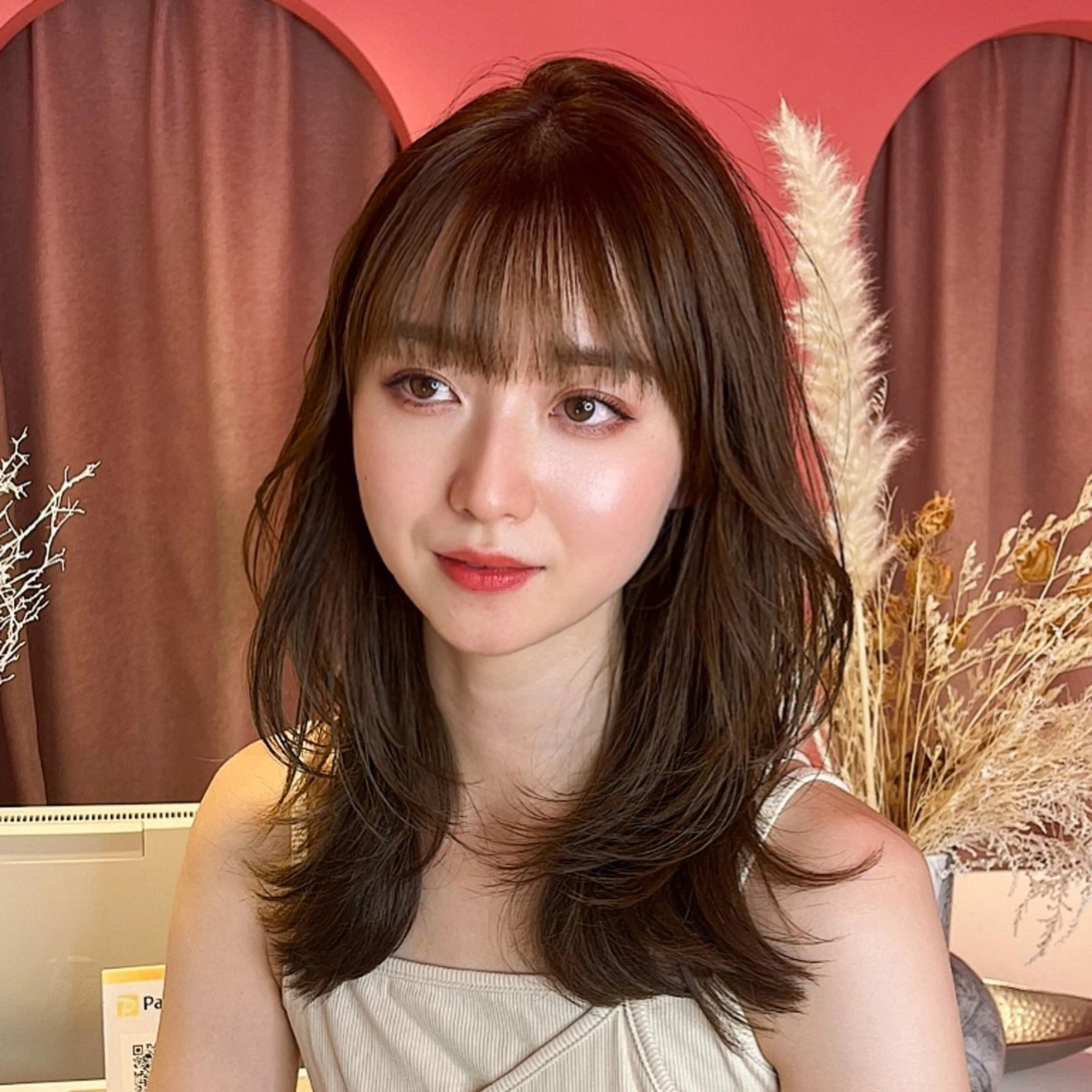 ミディアム カラー 山崎/ボブ縮毛矯正 レイヤー髪質改善のヘアスタイル